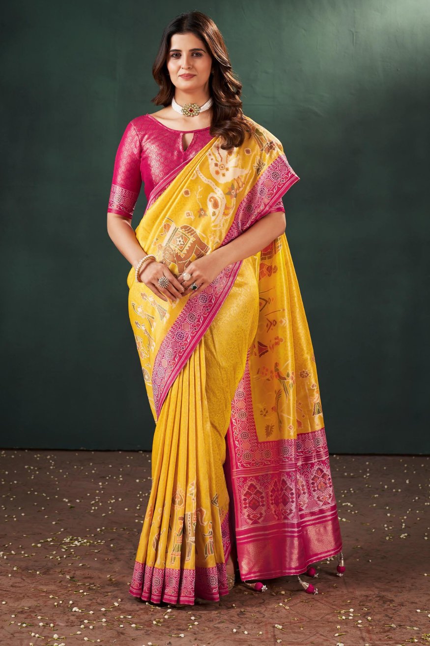 Buy MySilkLove Sunflower Yellow Designer Banarasi Saree Online