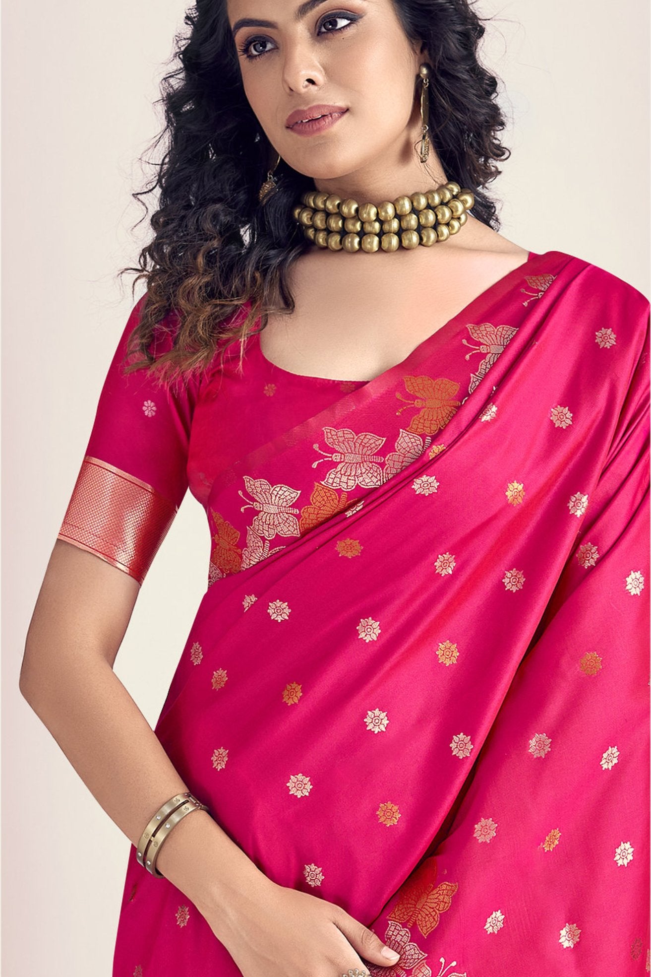 MySilkLove Maroon Flush Pink Banarasi Designer Saree