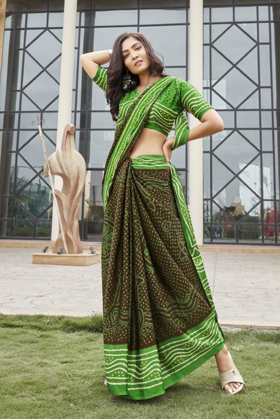 Buy Hemlock Green Gaji Bandhani Silk Saree Online MySilkLove