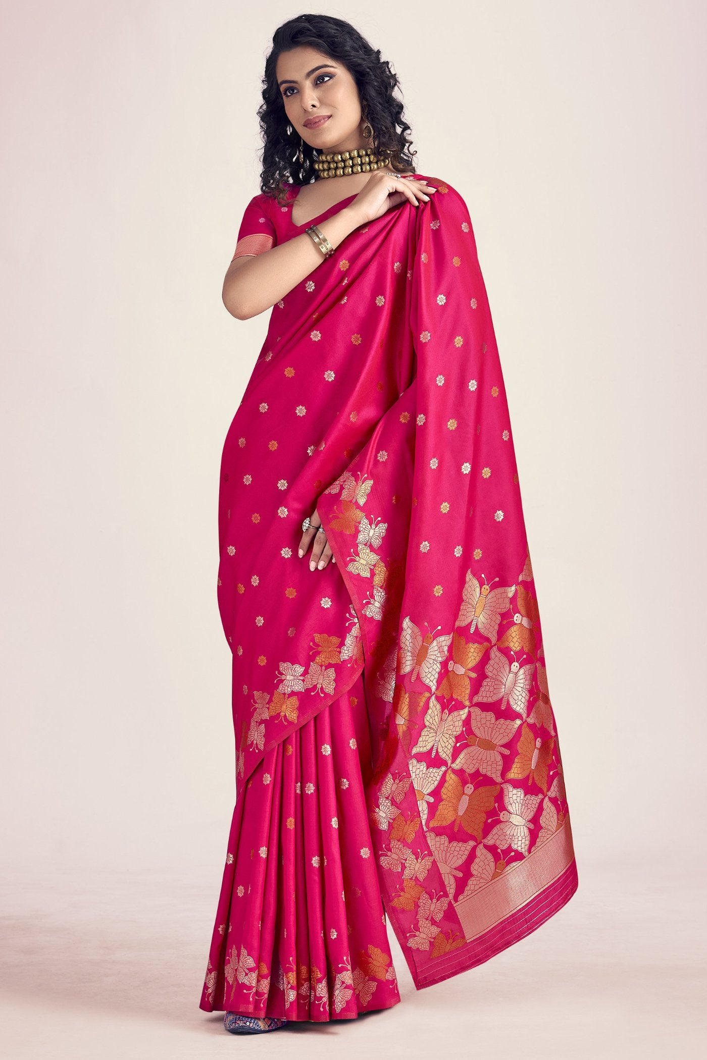 Buy MySilkLove Maroon Flush Pink Banarasi Designer Saree Online