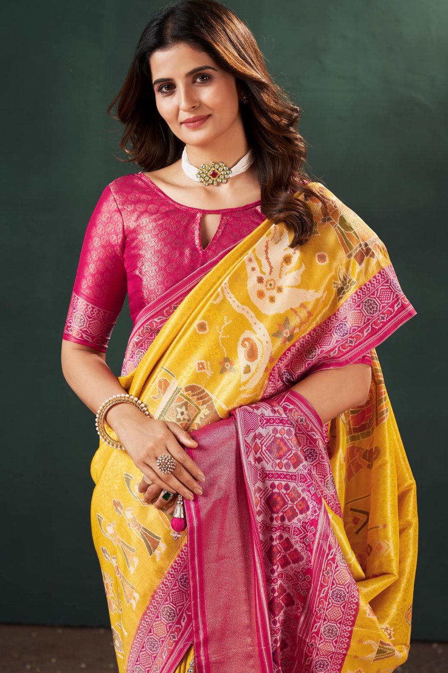 Buy MySilkLove Sunflower Yellow Designer Banarasi Saree Online