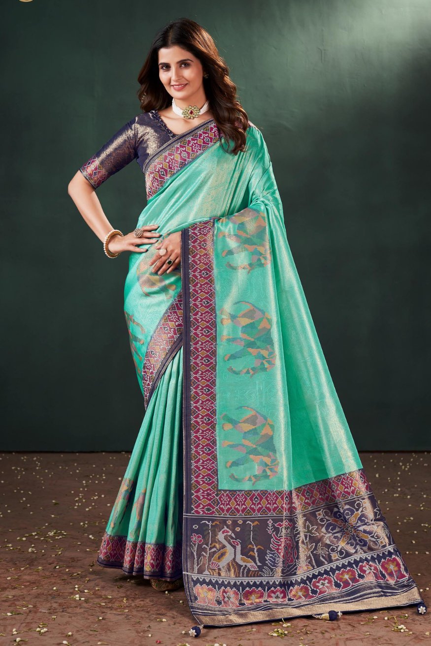 Buy MySilkLove Caribbean Green Designer Banarasi Saree Online