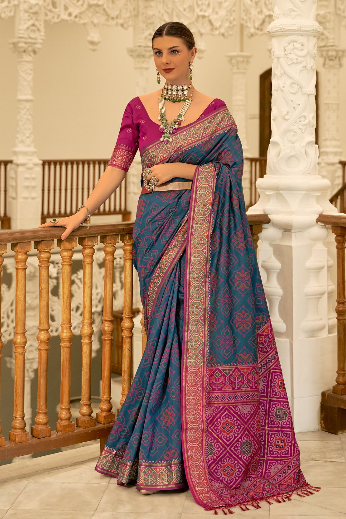 Buy MySilkLove Outer Space Blue Woven Patola Silk Saree Online
