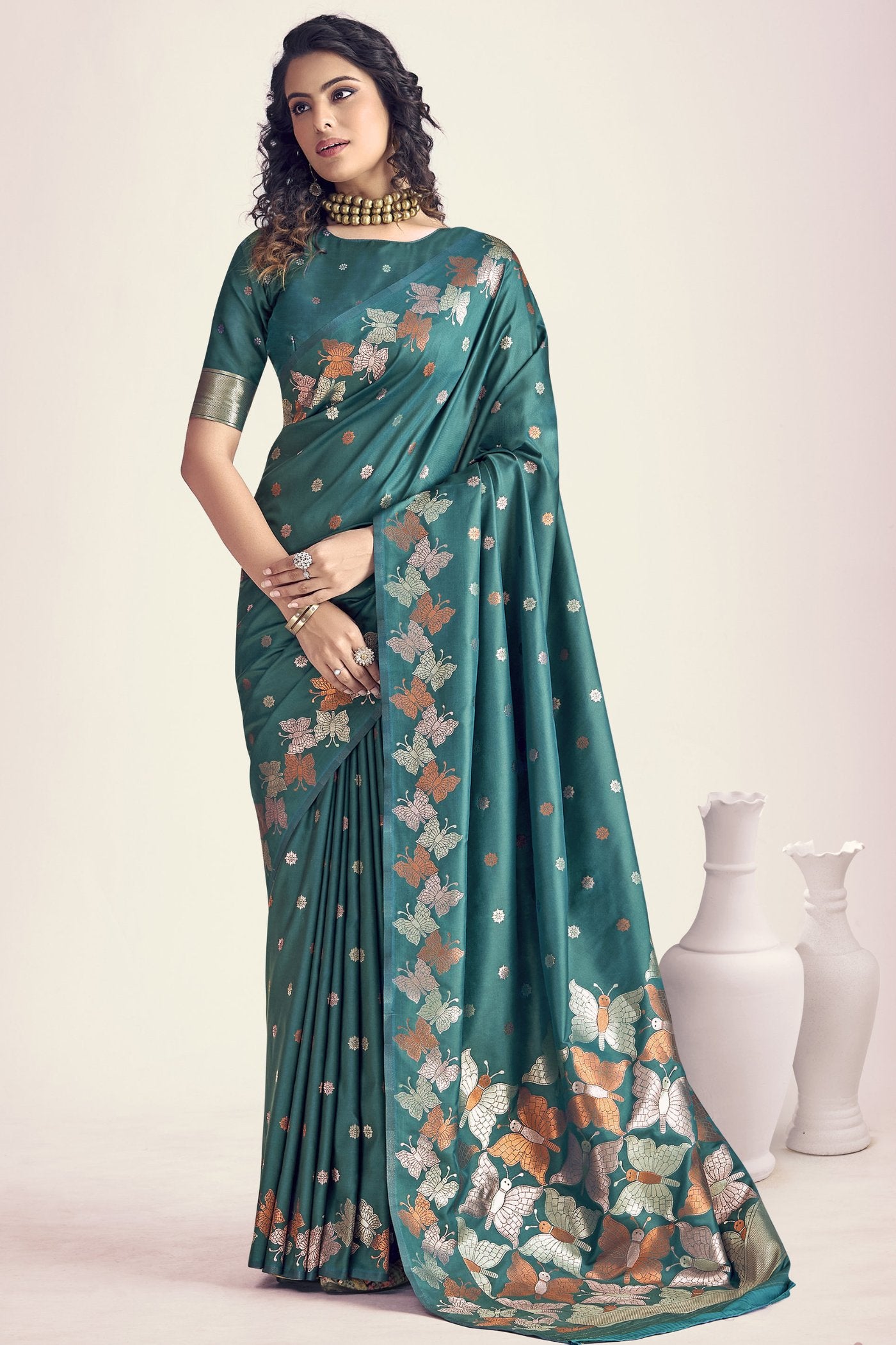 Buy MySilkLove Spectra Green Banarasi Designer Saree Online