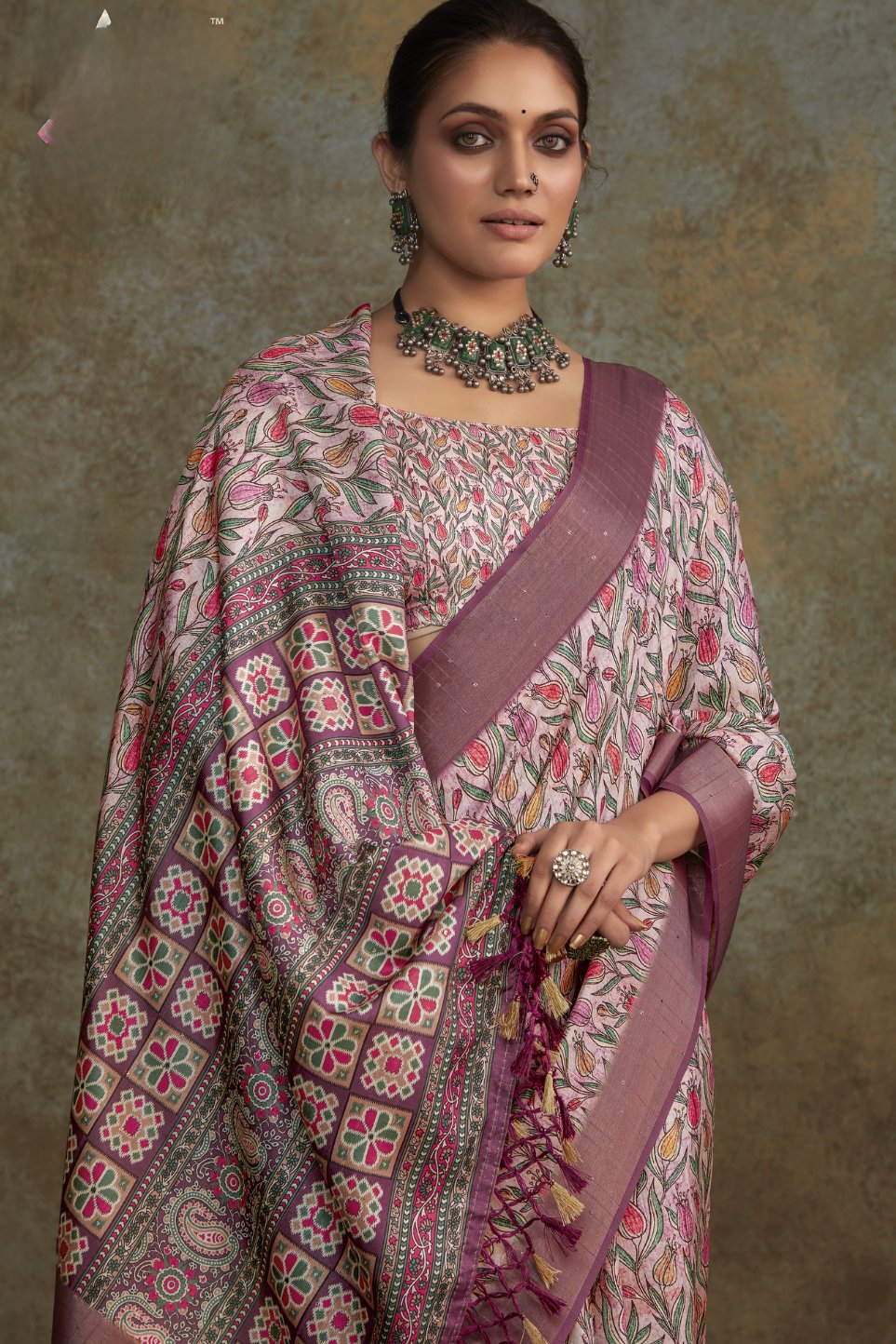 MySilkLove Ferra Purple Banarasi Digital Printed Saree