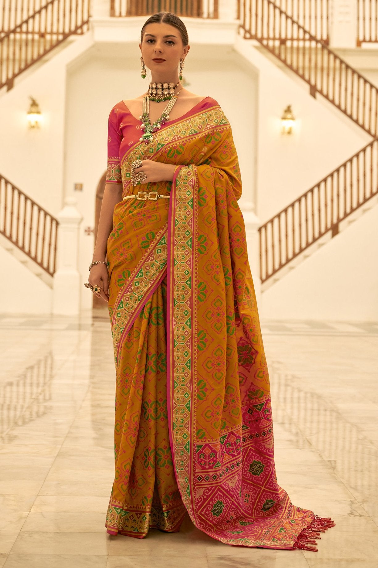 Buy MySilkLove Desert Yellow Woven Patola Silk Saree Online