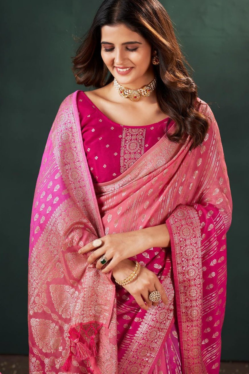 Buy MySilkLove Pink Sherbert Designer Banarasi Saree Online