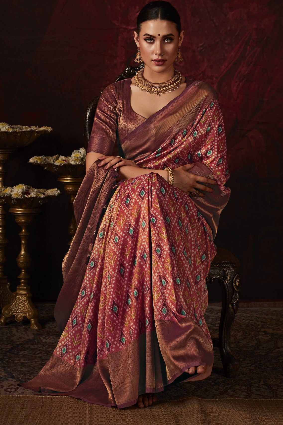 MySilkLove Irish Coffee Brown Banarasi Digital Printed Saree