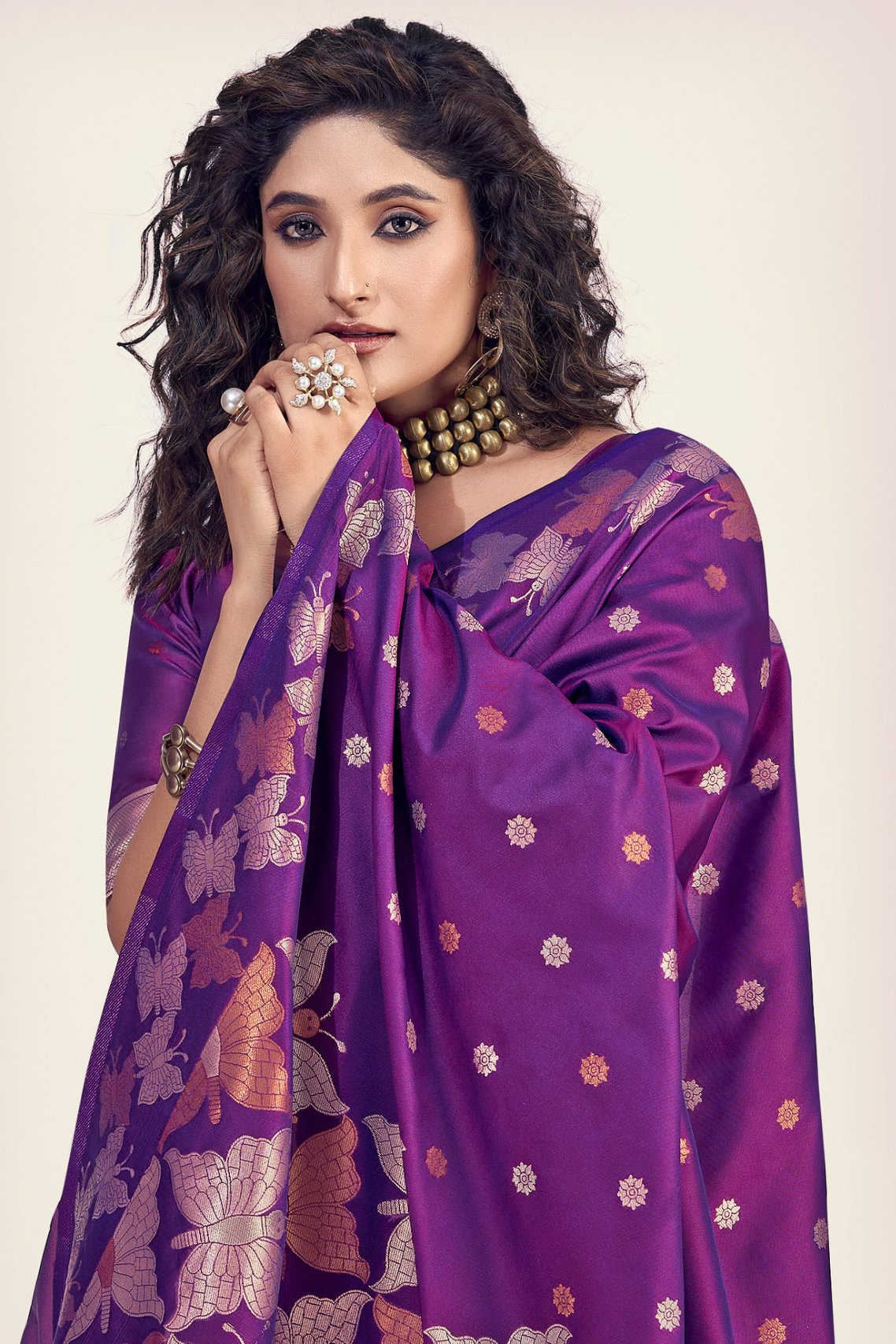 MySilkLove Purple Plum Banarasi Designer Saree