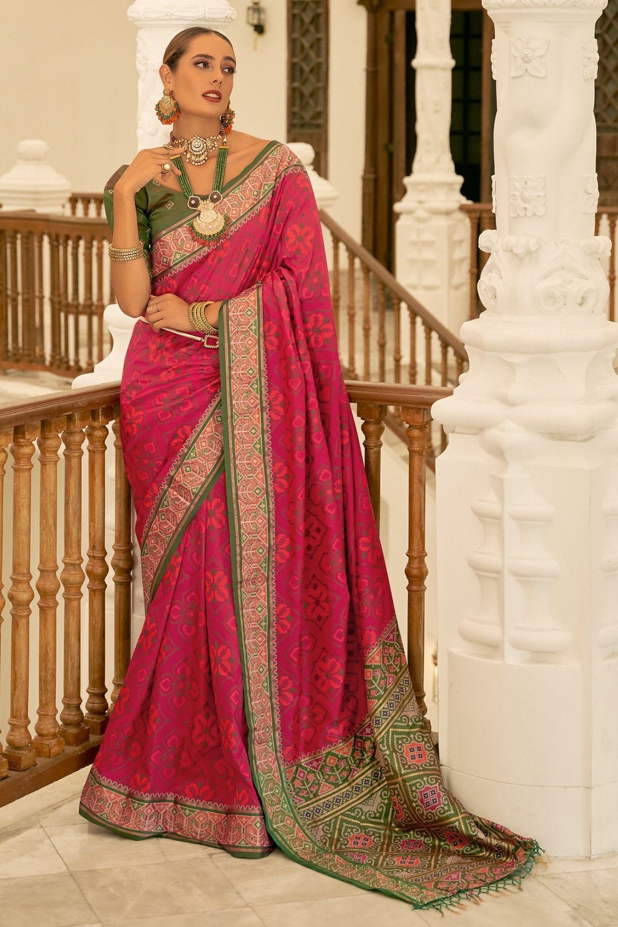 Buy MySilkLove Lotus Pink Woven Patola Silk Saree Online