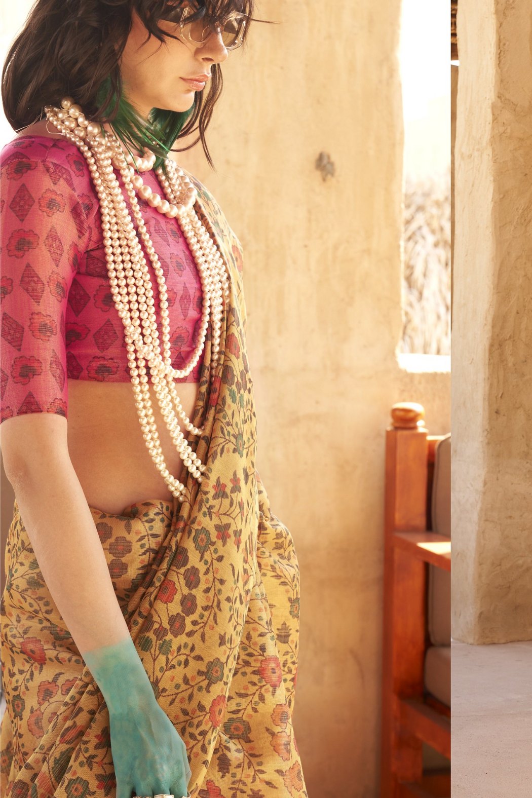 Buy MySilkLove Di Serria Yellow Tissue Handloom Printed Saree Online