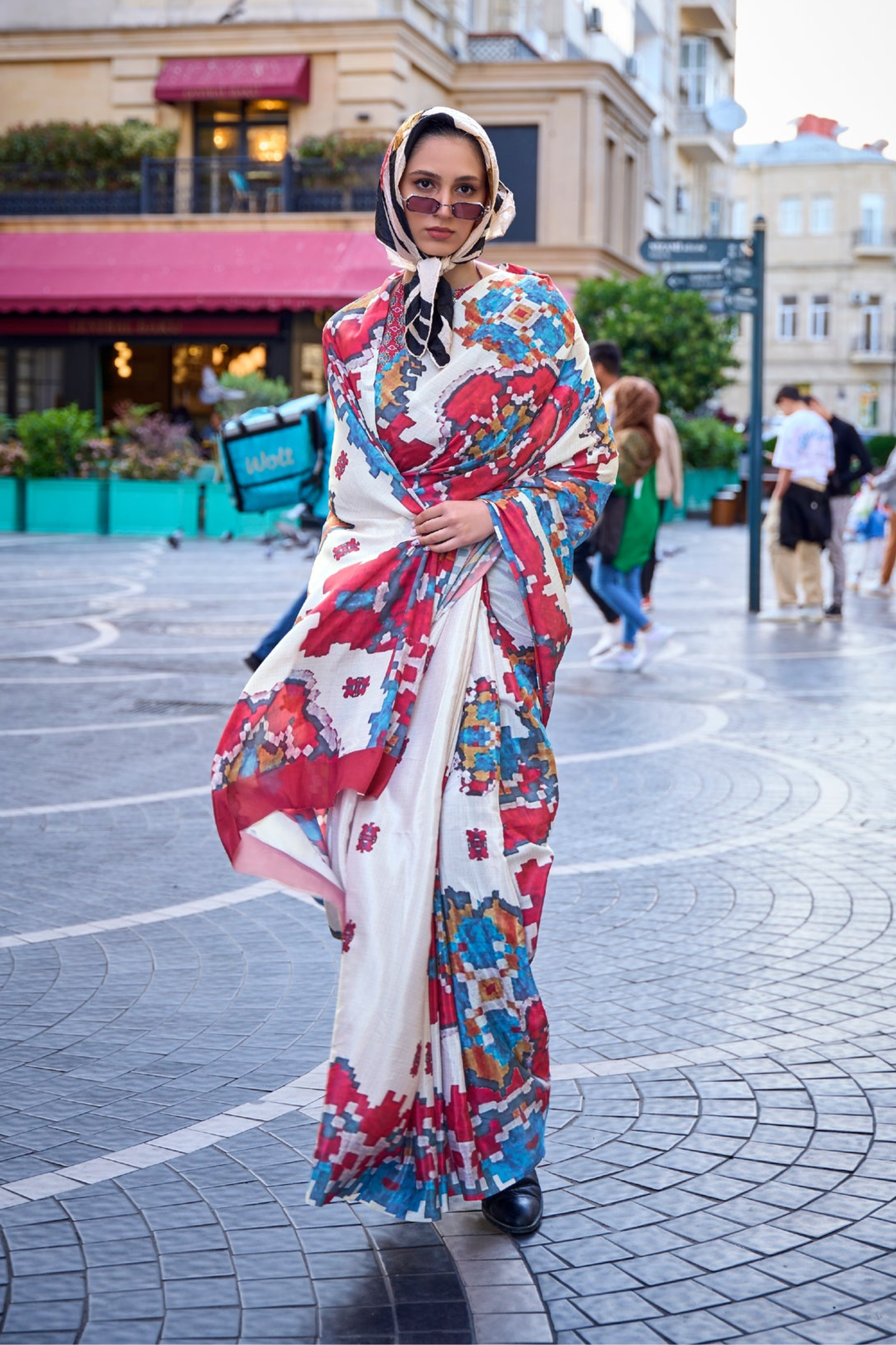 Buy MySilkLove Multicolor White Printed Handloom Satin Saree Online