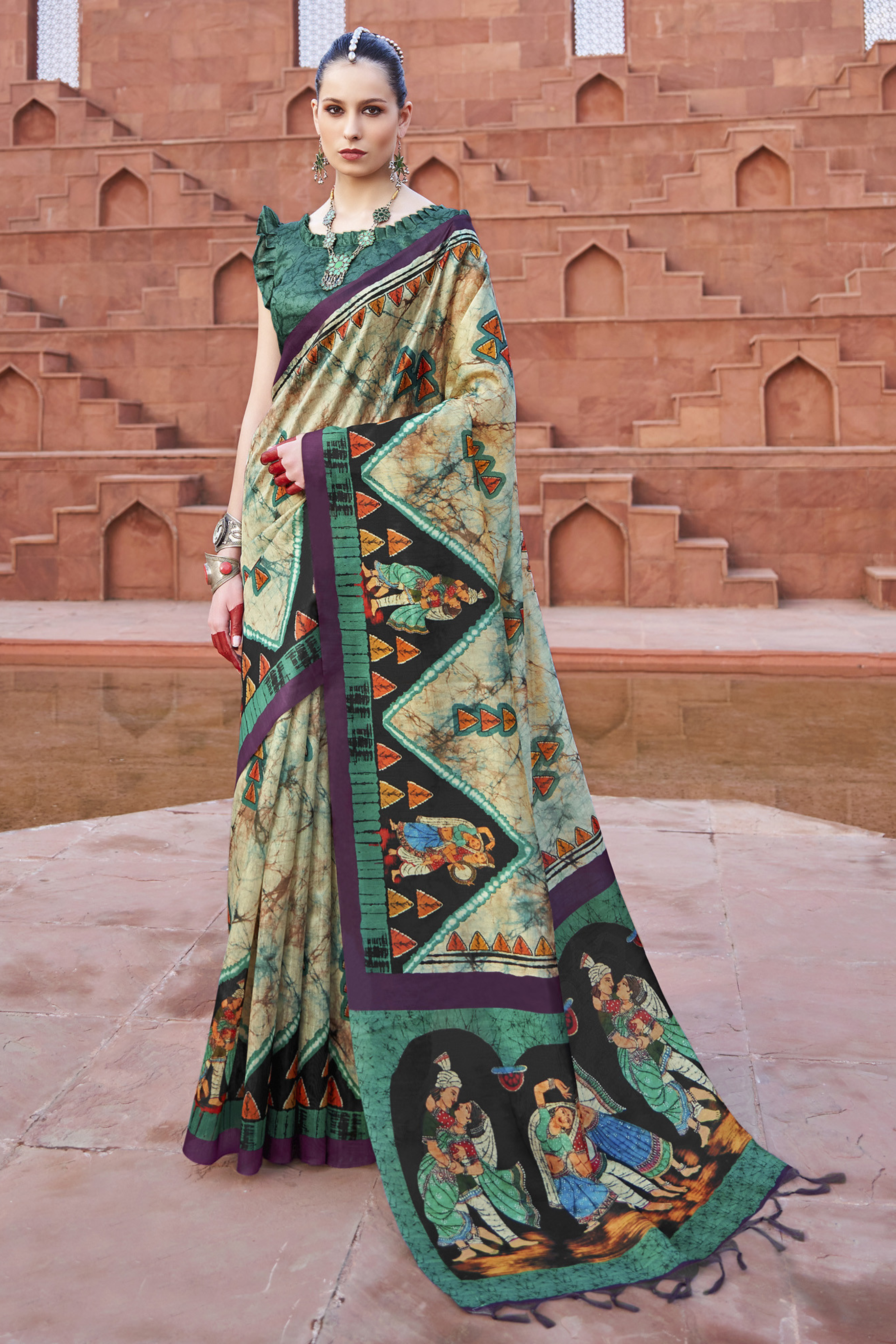 Buy MySilkLove Oxley Green Handloom Tussar Silk Saree Online