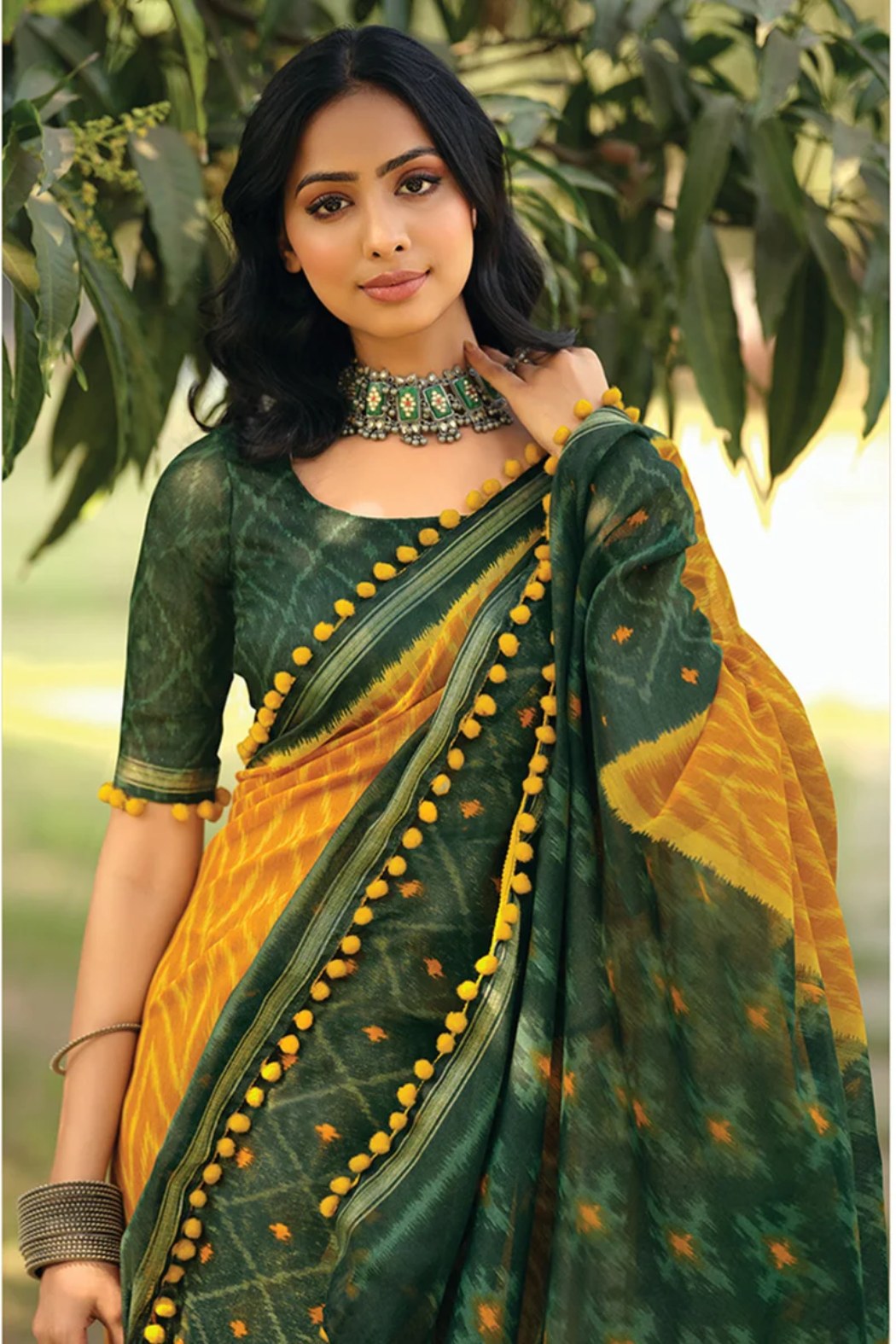 MySilkLove Ochre Yellow Mul Mul Cotton Saree