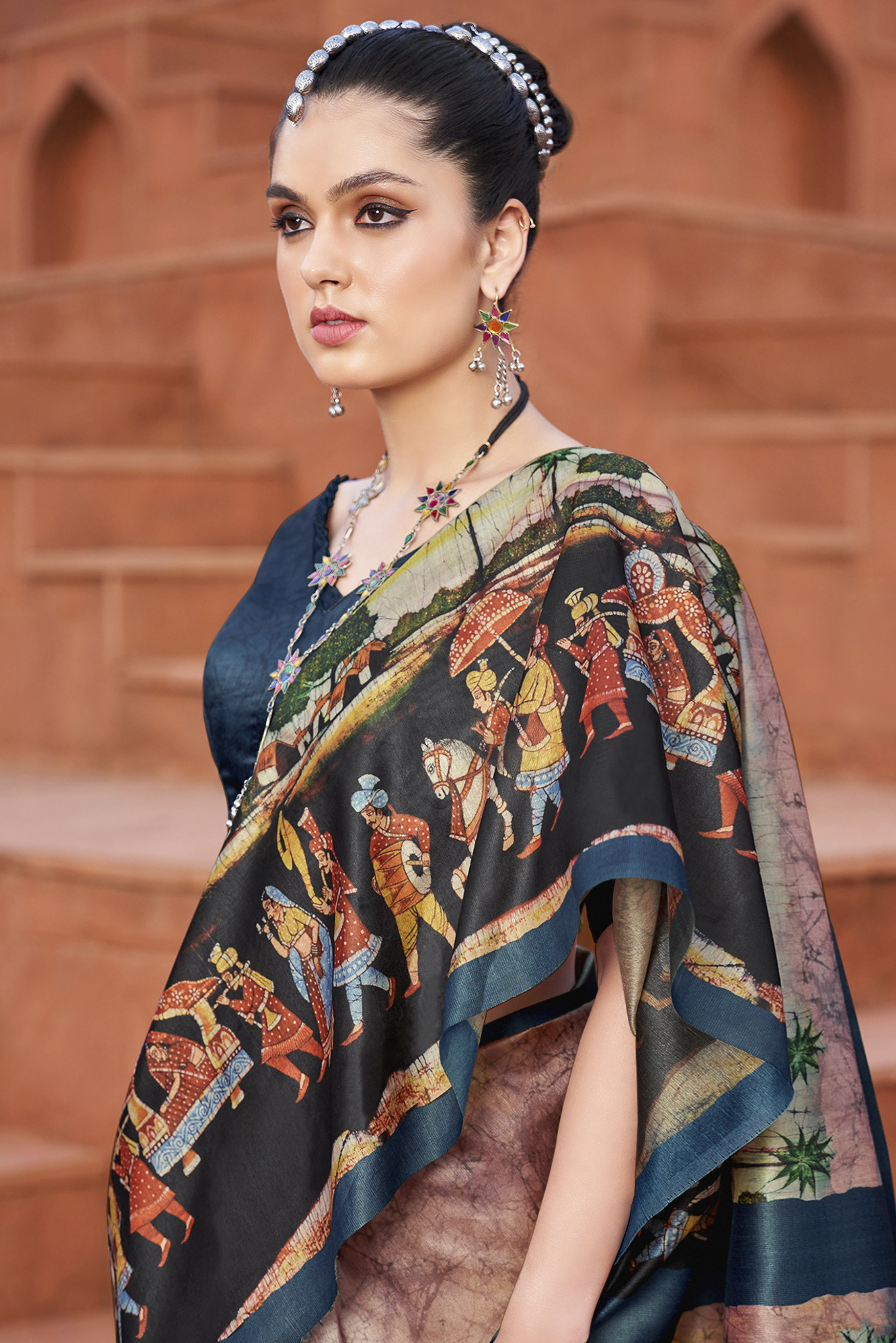 Buy MySilkLove Waterloo Grey & Cream Handloom Tussar Silk Saree Online
