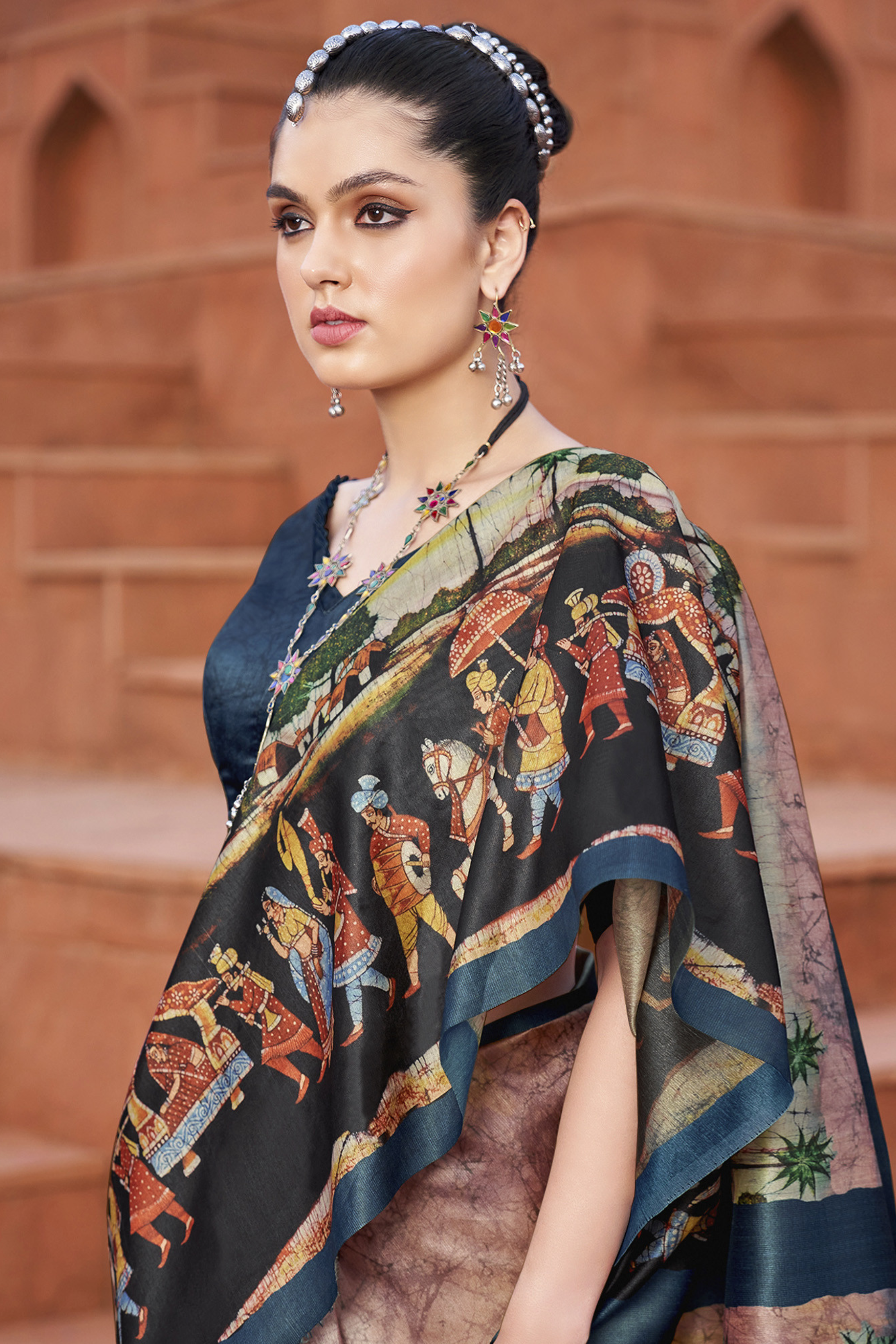 MySilkLove Waterloo Grey & Cream Handloom Tussar Silk Saree