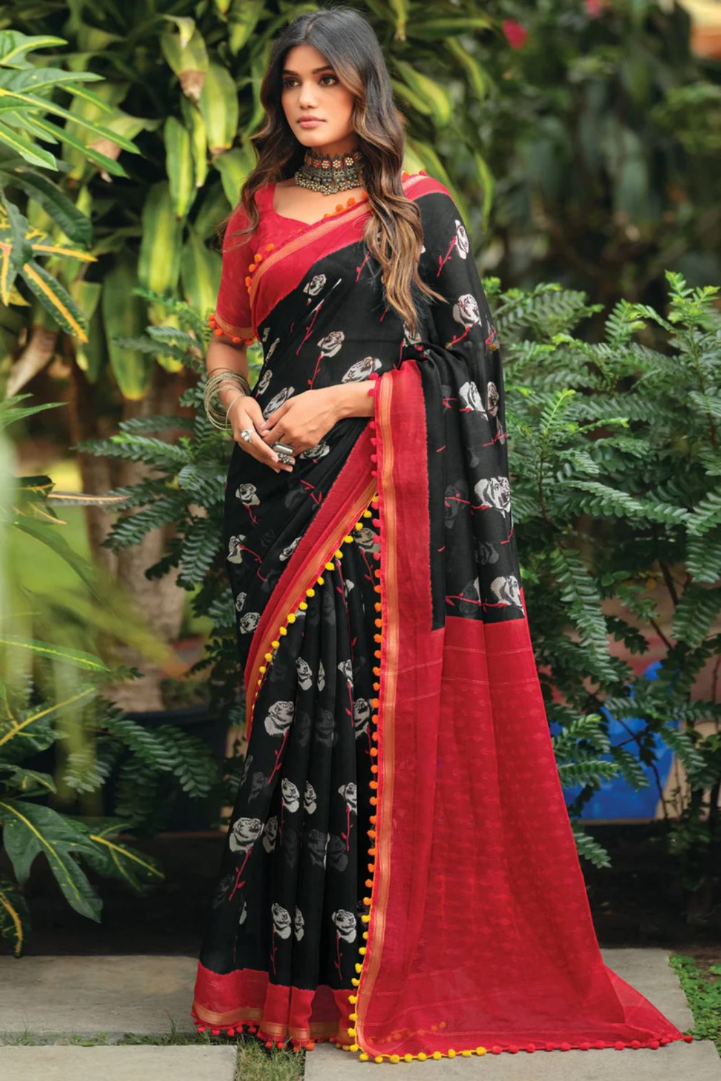 Buy MySilkLove Heavy Metal Black Mul Mul Cotton Saree Online