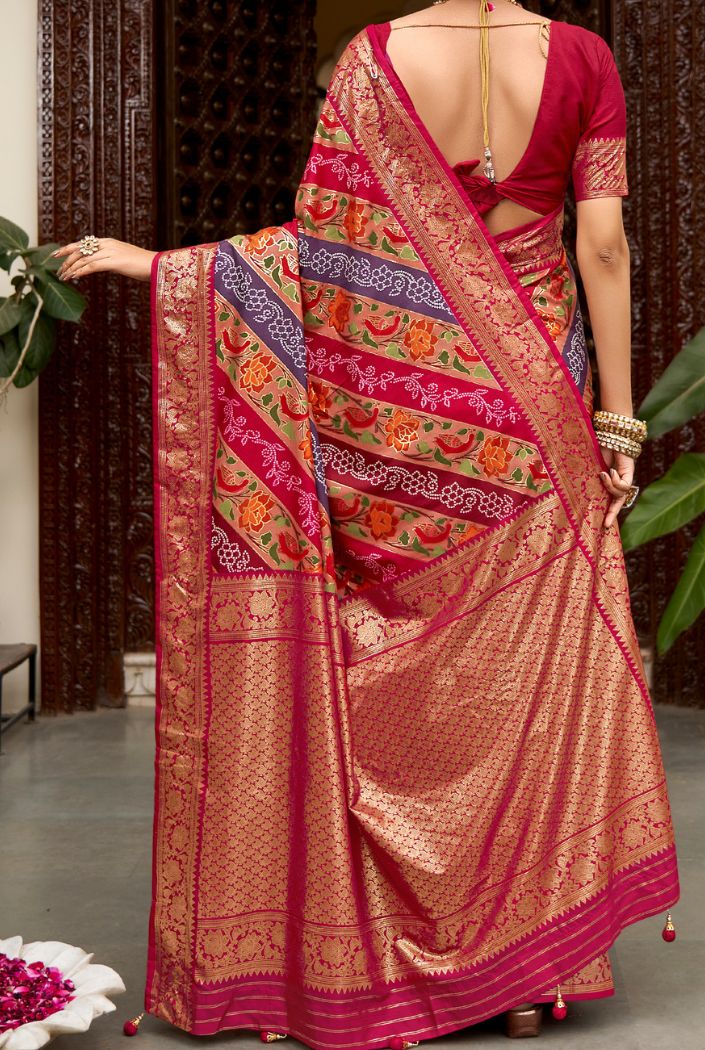 Buy MySilkLove Multicolor Red Banarasi Patola Silk Saree Online