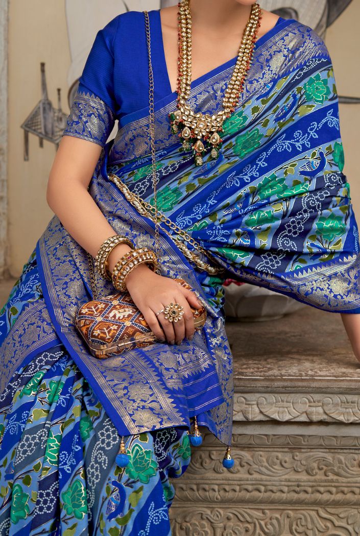 MySilkLove Catalina Blue Banarasi Patola Silk Saree