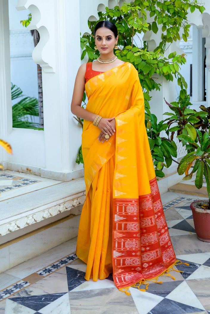 Buy MySilkLove Fresh Tulip Yellow South Silk Saree Online