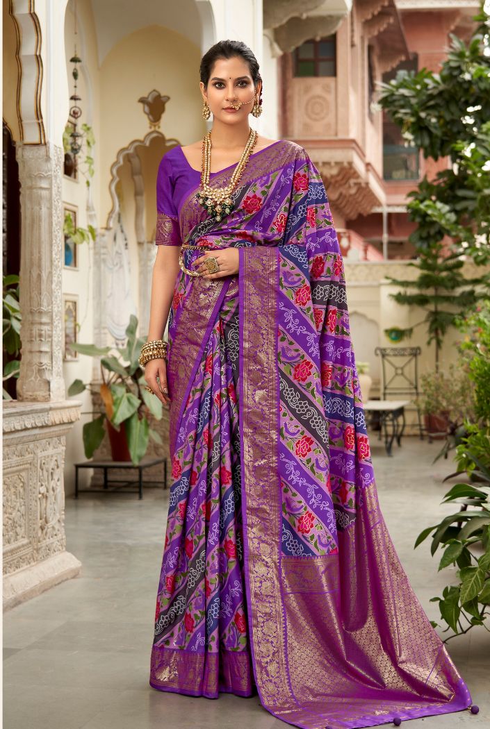 Buy MySilkLove Seance Purple Banarasi Patola Silk Saree Online