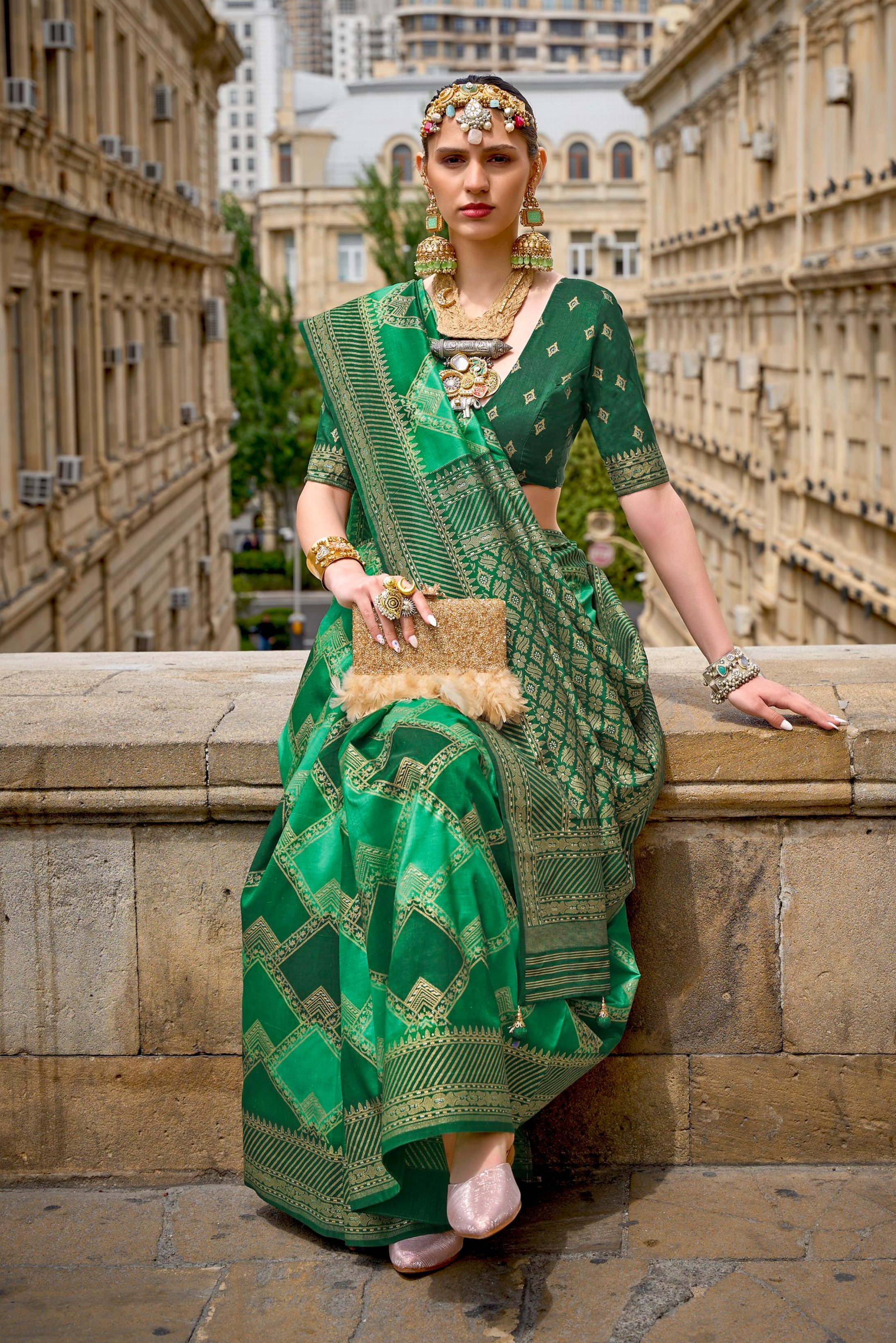 Buy MySilkLove Leaf Green Handloom Patola Silk Saree Online