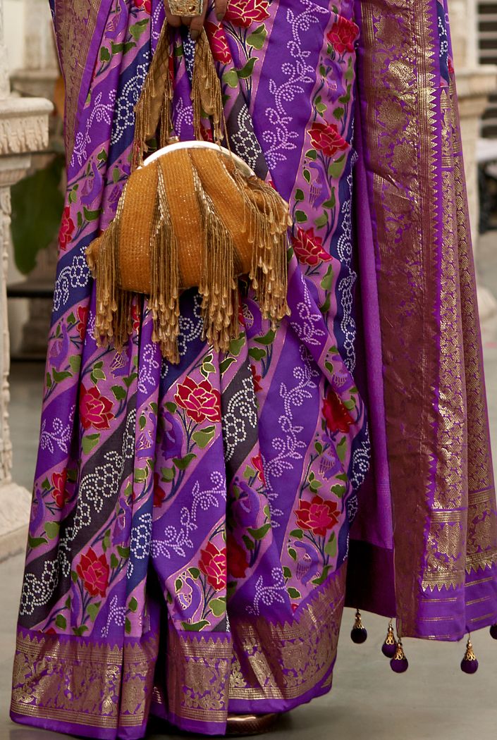 Buy MySilkLove Seance Purple Banarasi Patola Silk Saree Online
