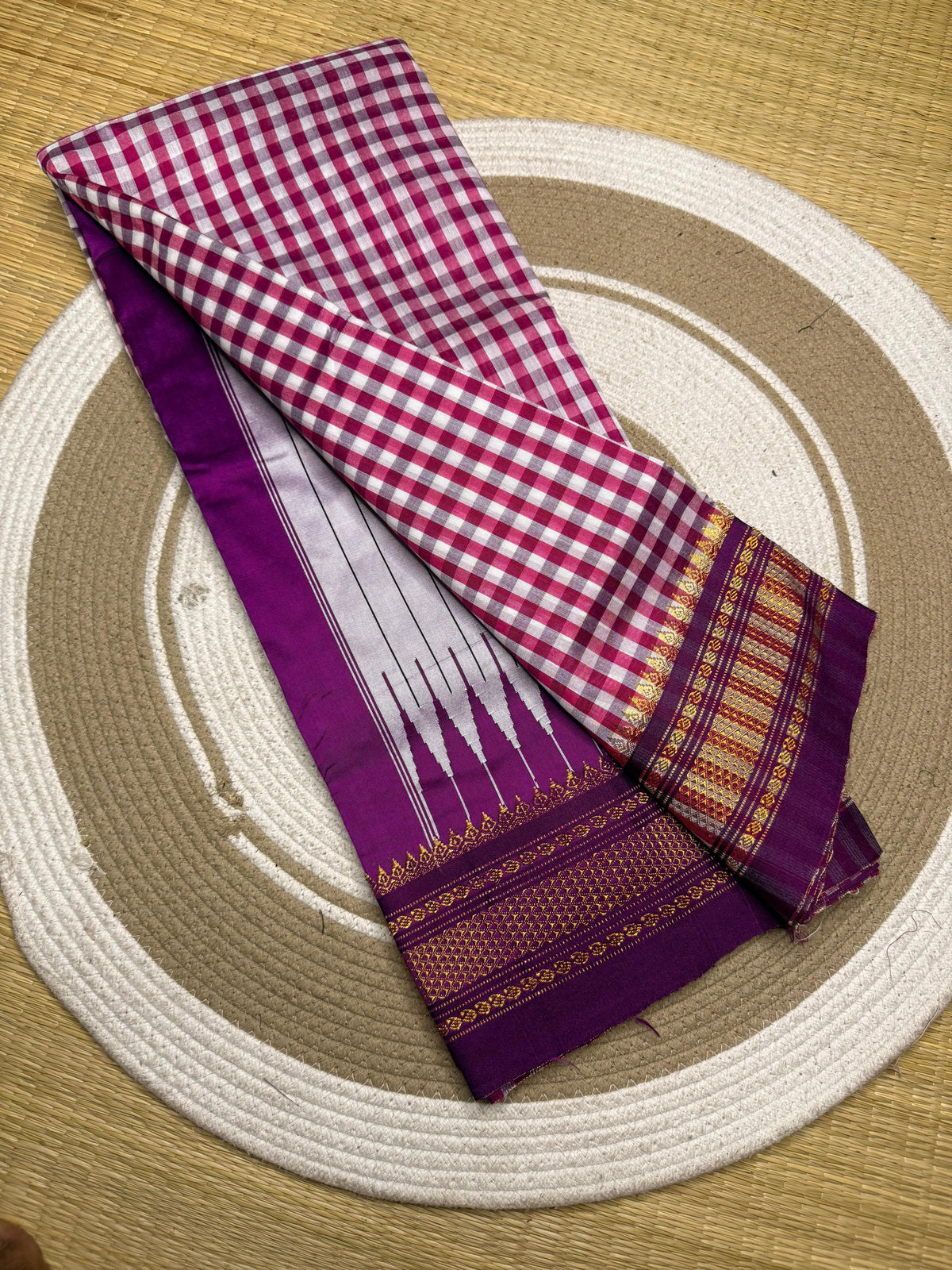 Buy MySilkLove Scarlet Red Checks Pattern Pure Silk Irkal Saree Online