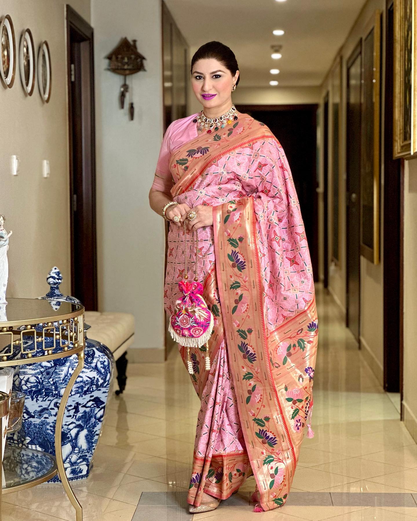 Buy MySilkLove Beauty Bush Pink Woven Paithani Silk Saree Online