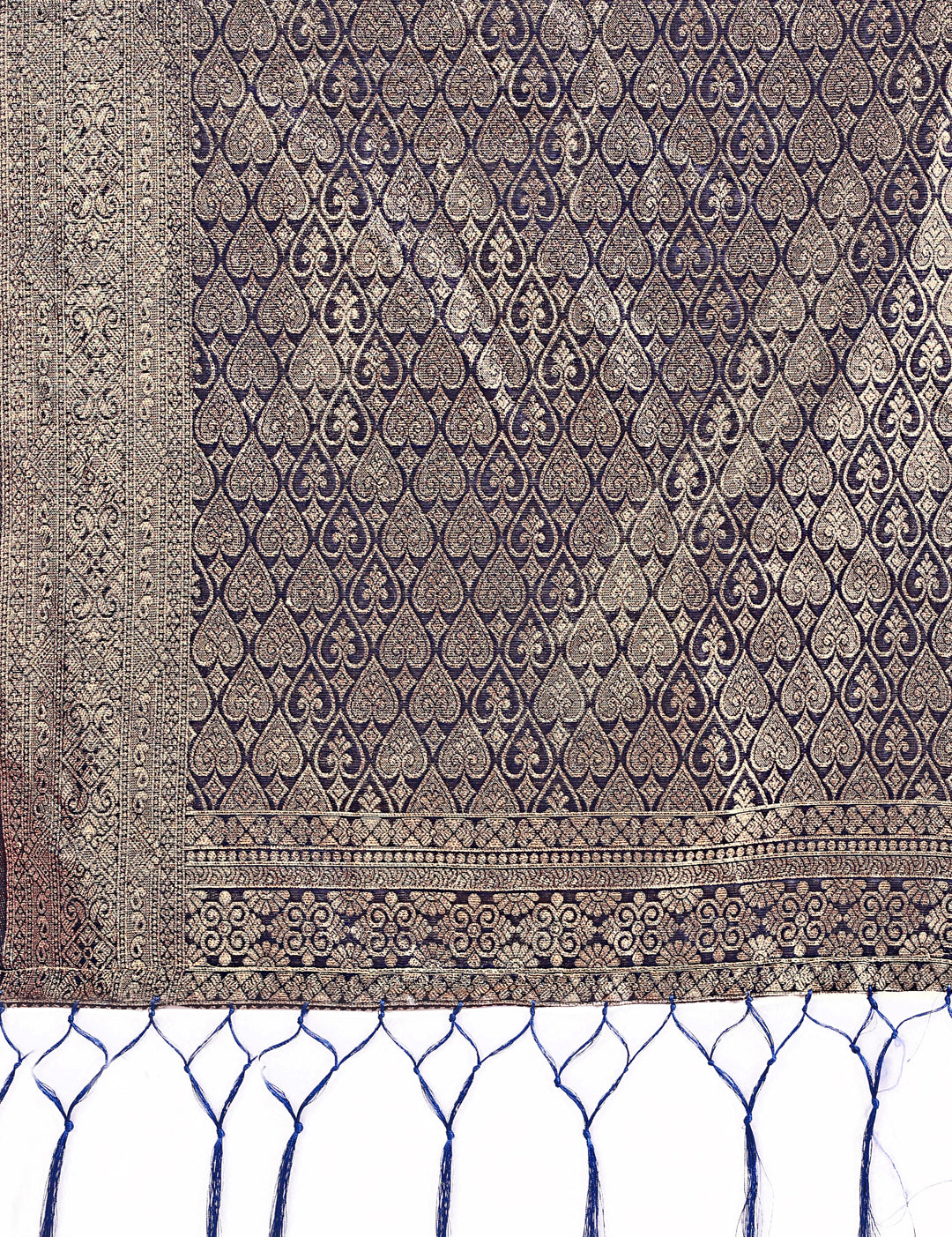 Buy MySilkLove Midnight Blue Woven Cotton Saree Online