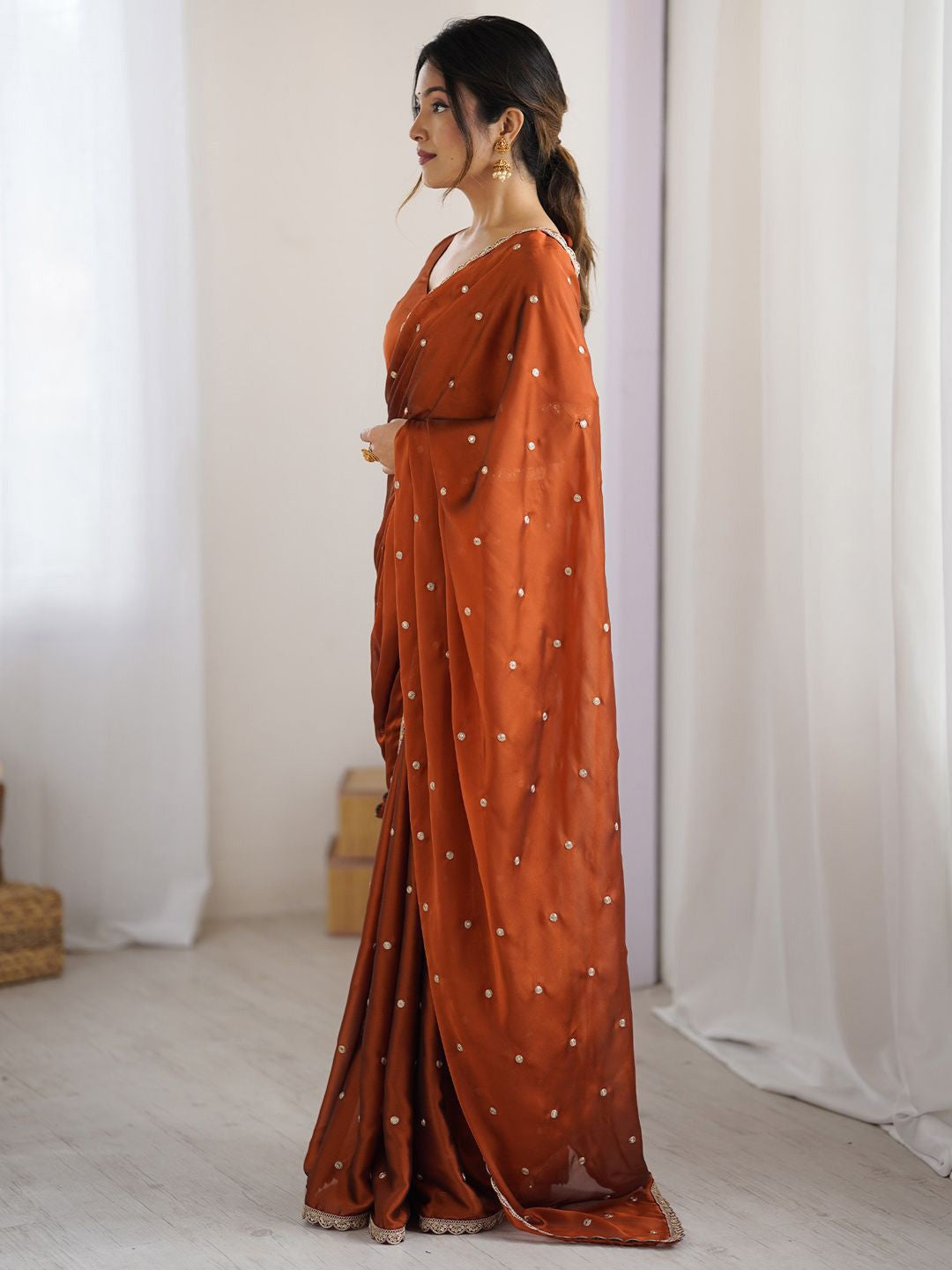 Buy MySilkLove Smashed Pumpkin Orange Georgette Partywear Saree Online