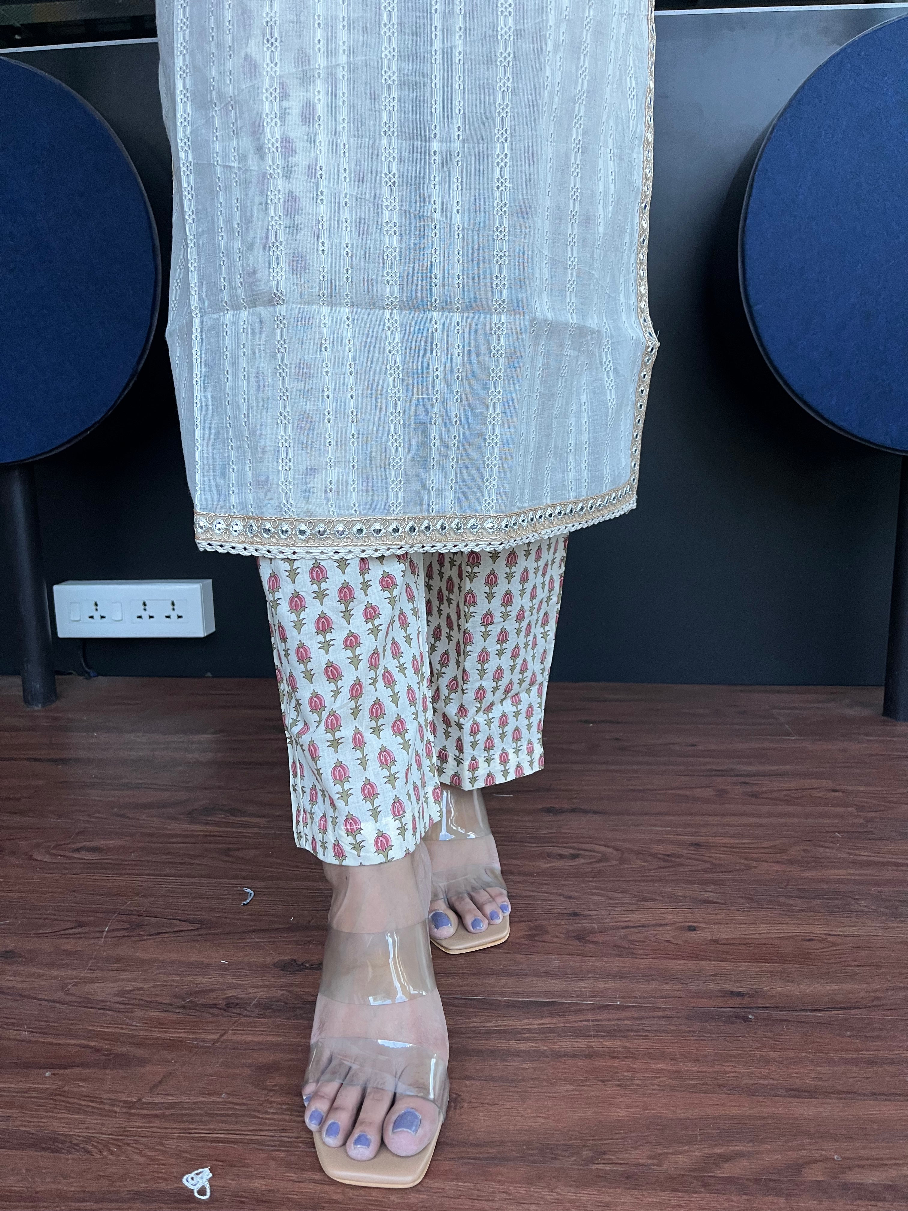 Buy MySilkLove Westar White and Pink Pure Cotton Suit Online