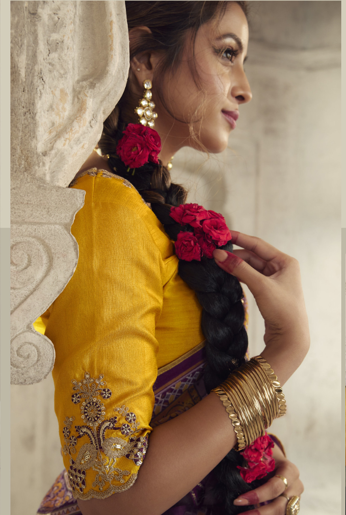 Buy MySilkLove Livid Brown Purple Woven Organza Saree Online