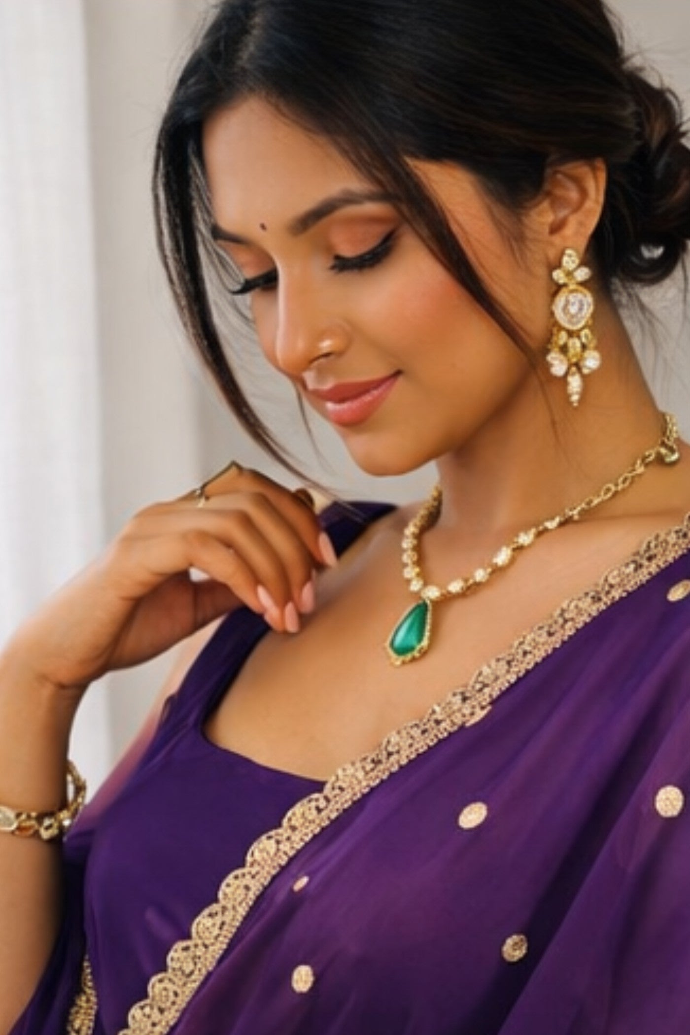 MySilkLove Disco Purple Georgette Partywear Saree