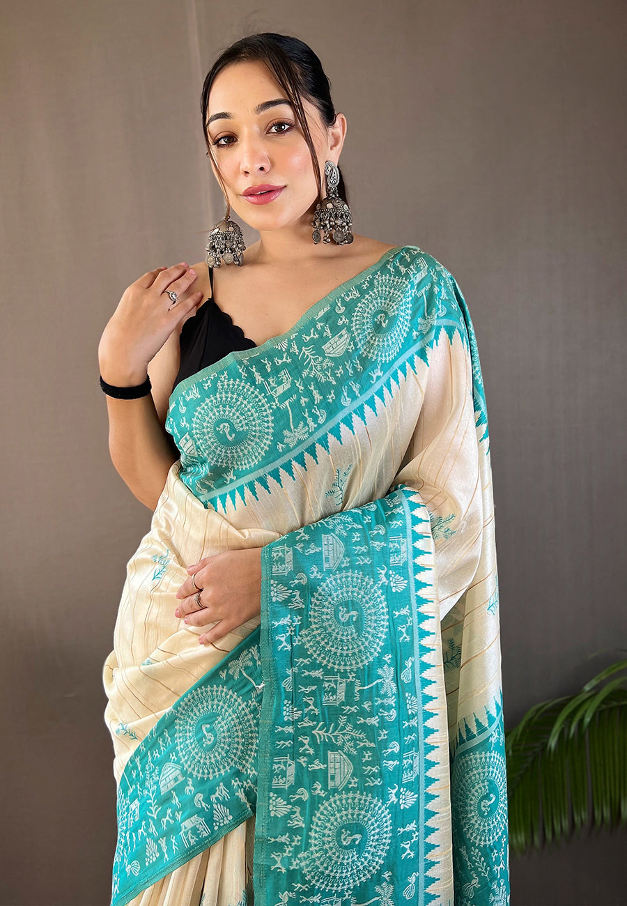 Buy MySilkLove Smalt Blue Tussar Silk Saree Online