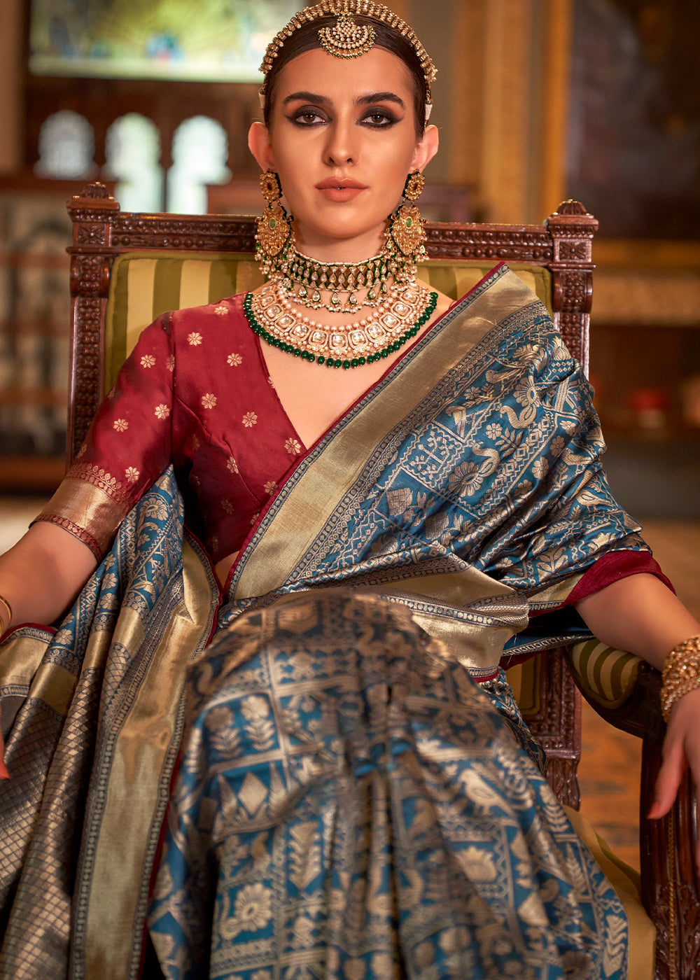 Buy MySilkLove Metal Grey Woven Patola Silk Saree Online