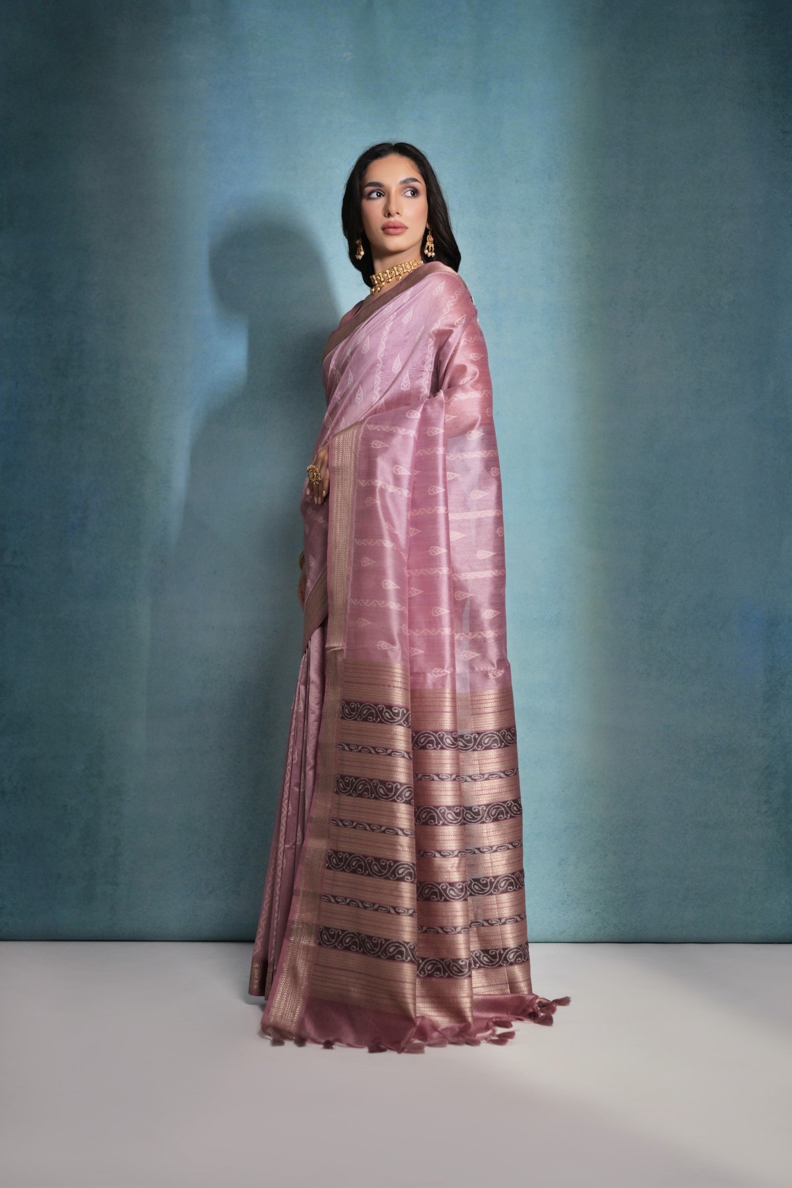 Buy MySilkLove Sundown Pink Ikkat Woven Raw Silk Saree Online