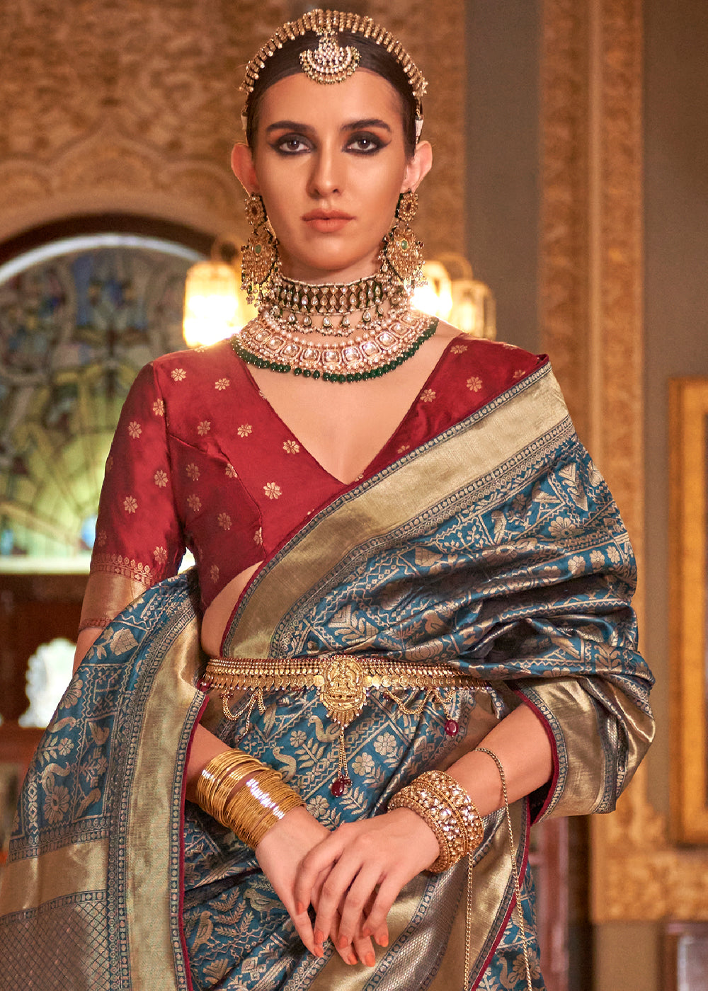 Buy MySilkLove Metal Grey Woven Patola Silk Saree Online