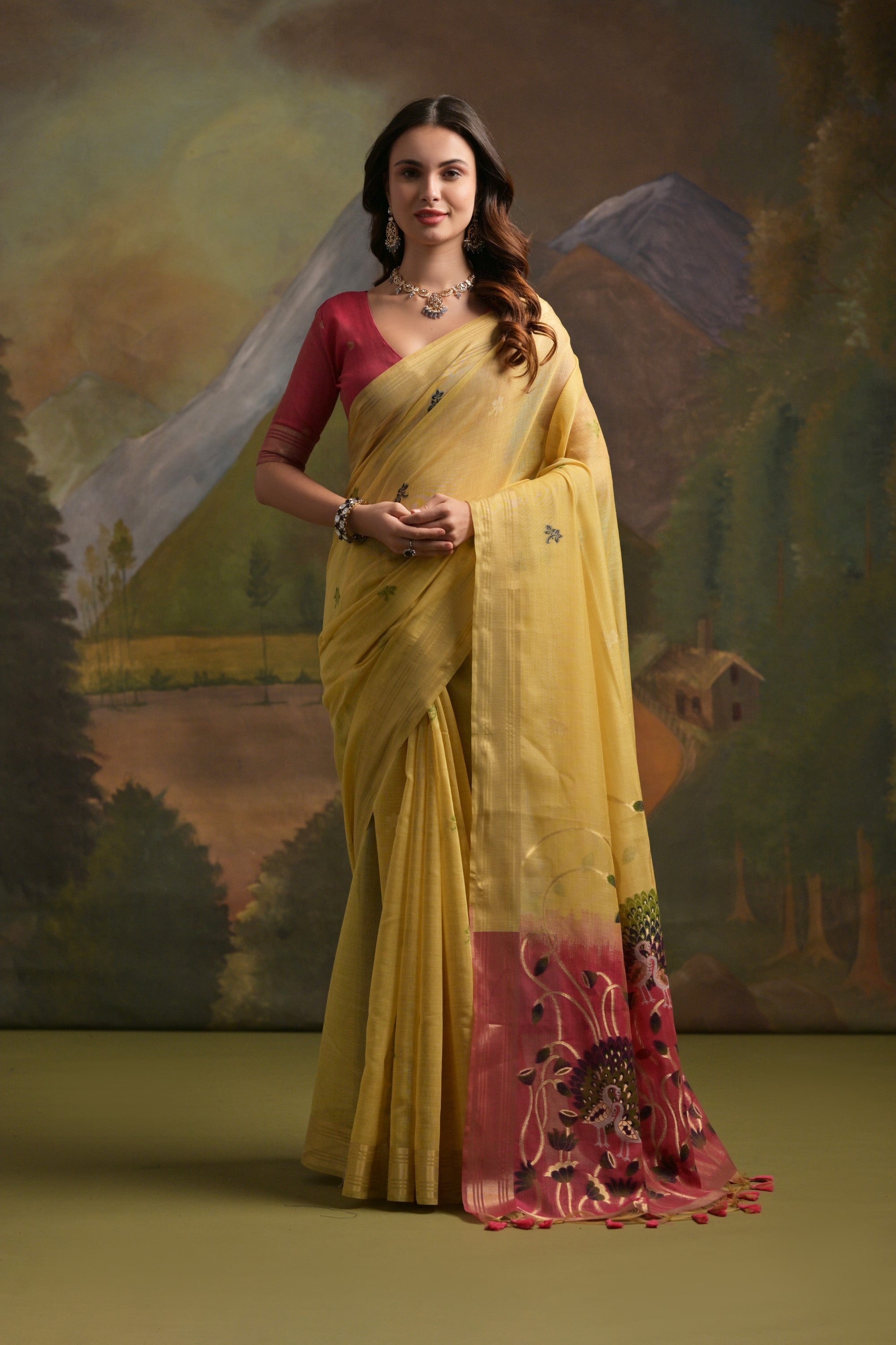 Beautiful Soft Muga Cotton Pichwai Saree