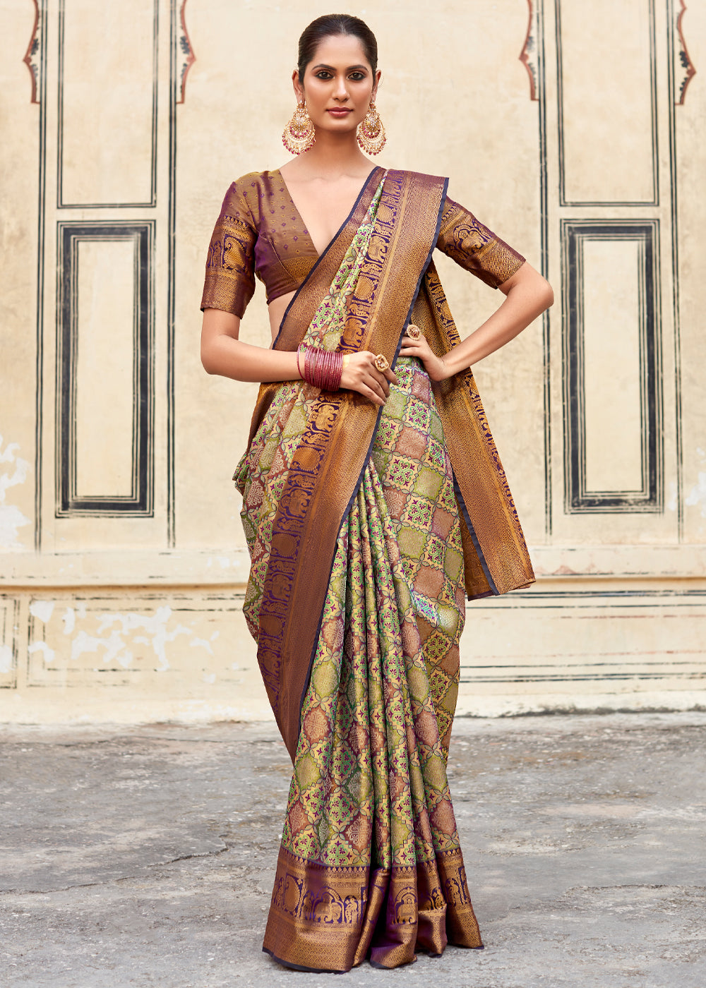 Buy MySilkLove Clay Creek Green Woven Banarasi Silk Saree Online