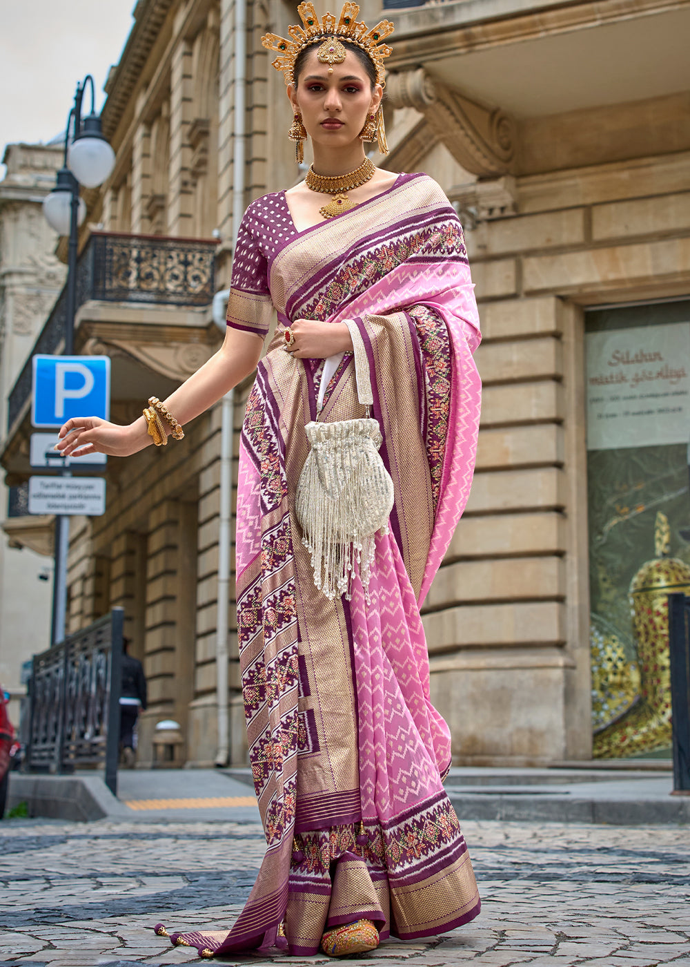 Buy MySilkLove Pastel Pink and Purple Printed Patola Silk Saree Online
