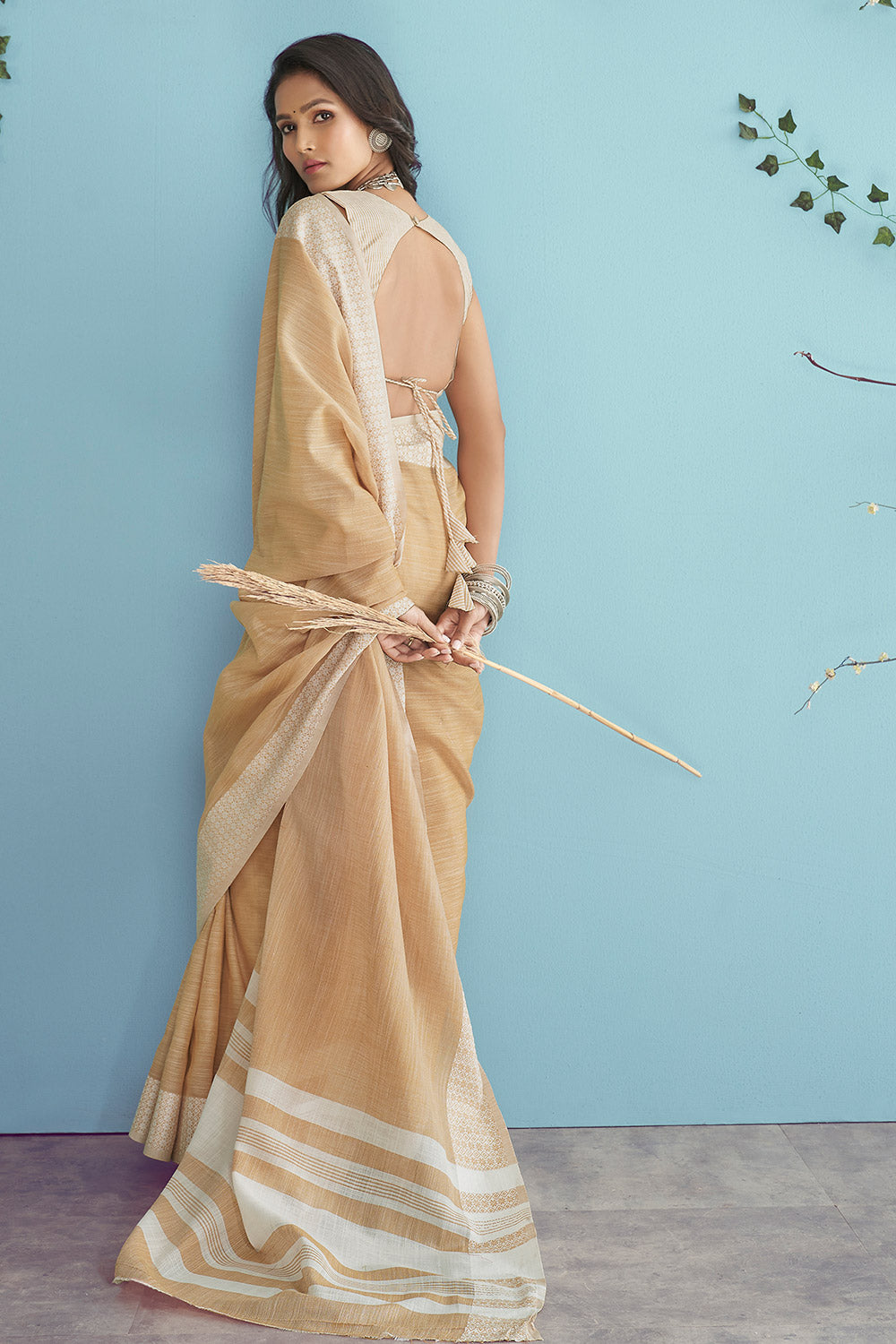 MySilkLove Brandy Yellow Linen Saree