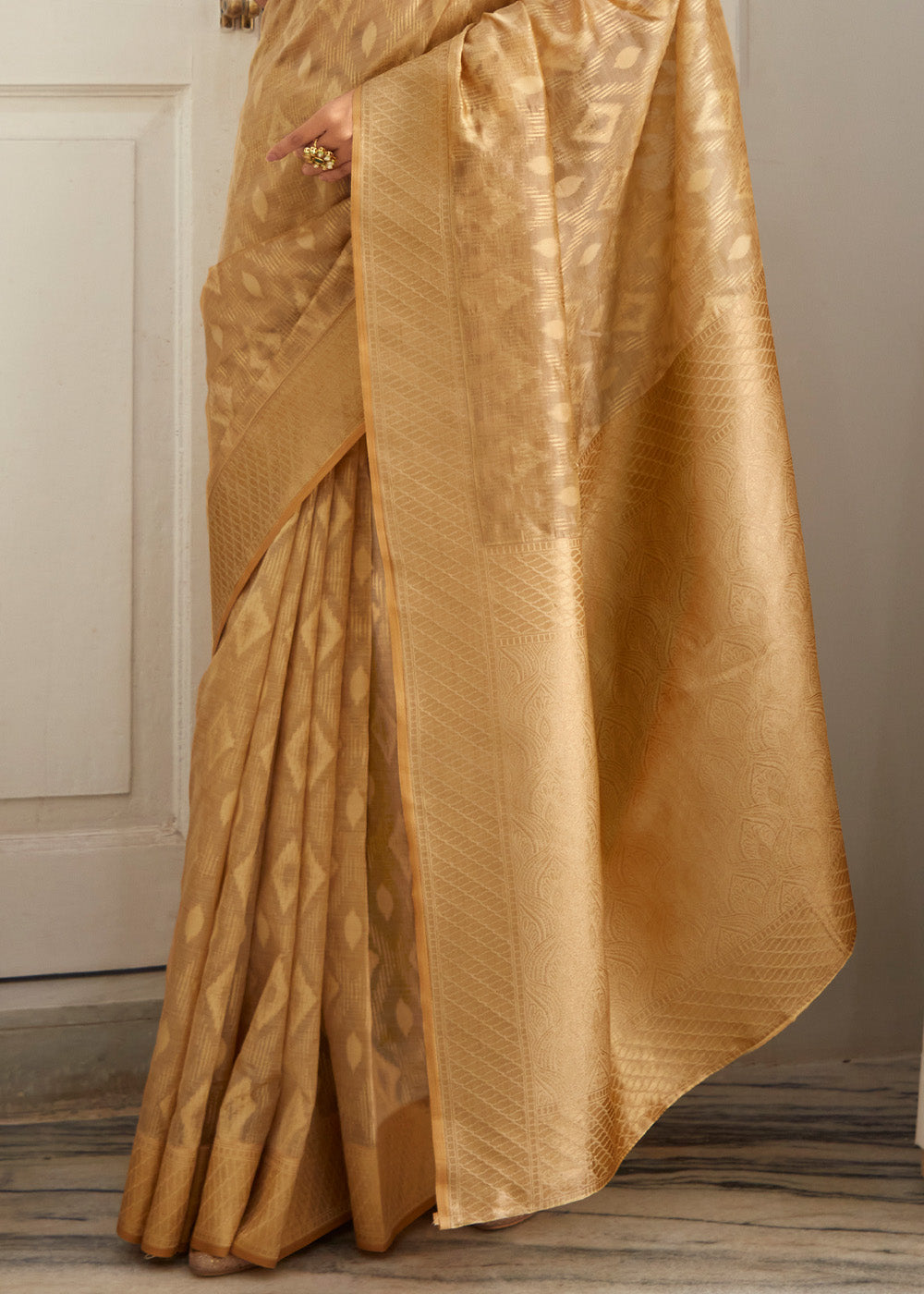 Buy MySilkLove Aztec Gold Woven Banarasi Organza Silk Saree Online