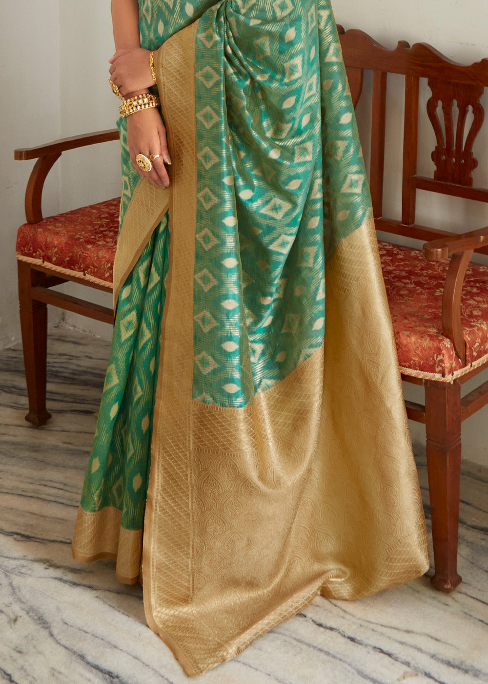 Buy MySilkLove Killarney Green Woven Banarasi Organza Silk Saree Online