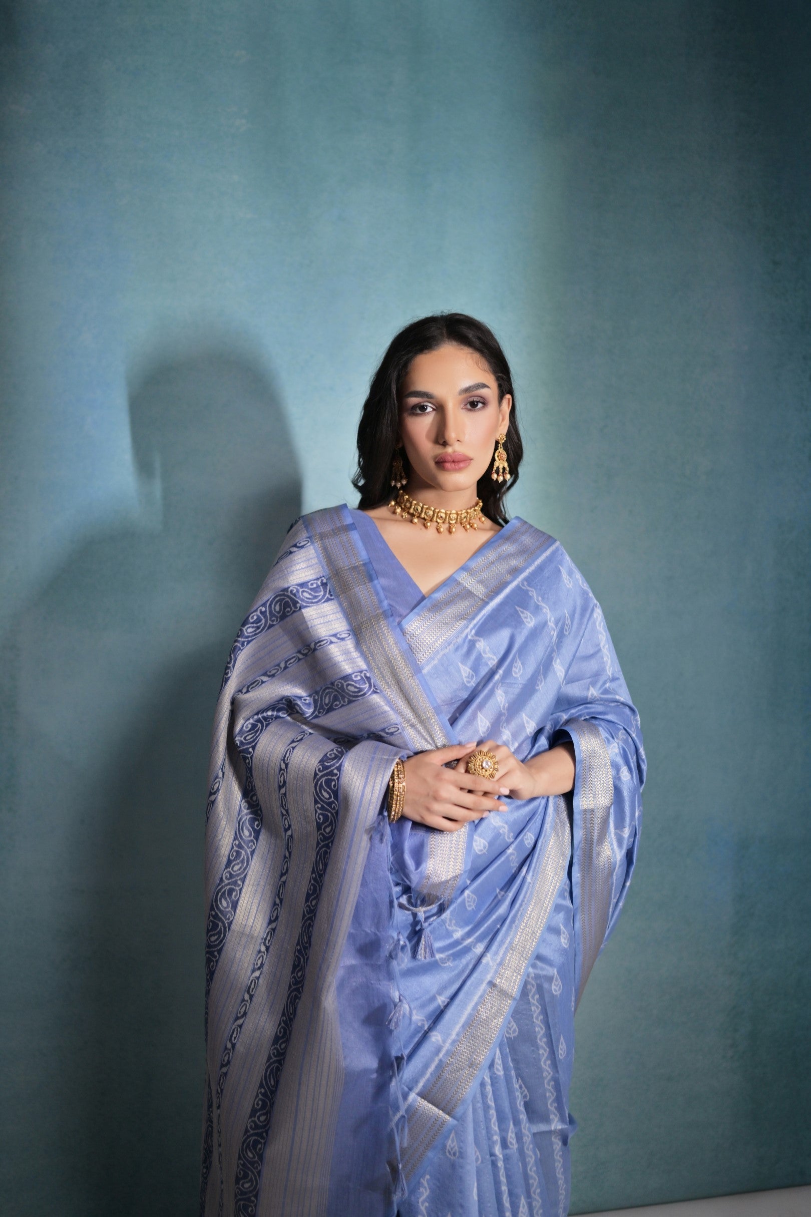 Buy MySilkLove Polo Blue Ikkat Woven Raw Silk Saree Online