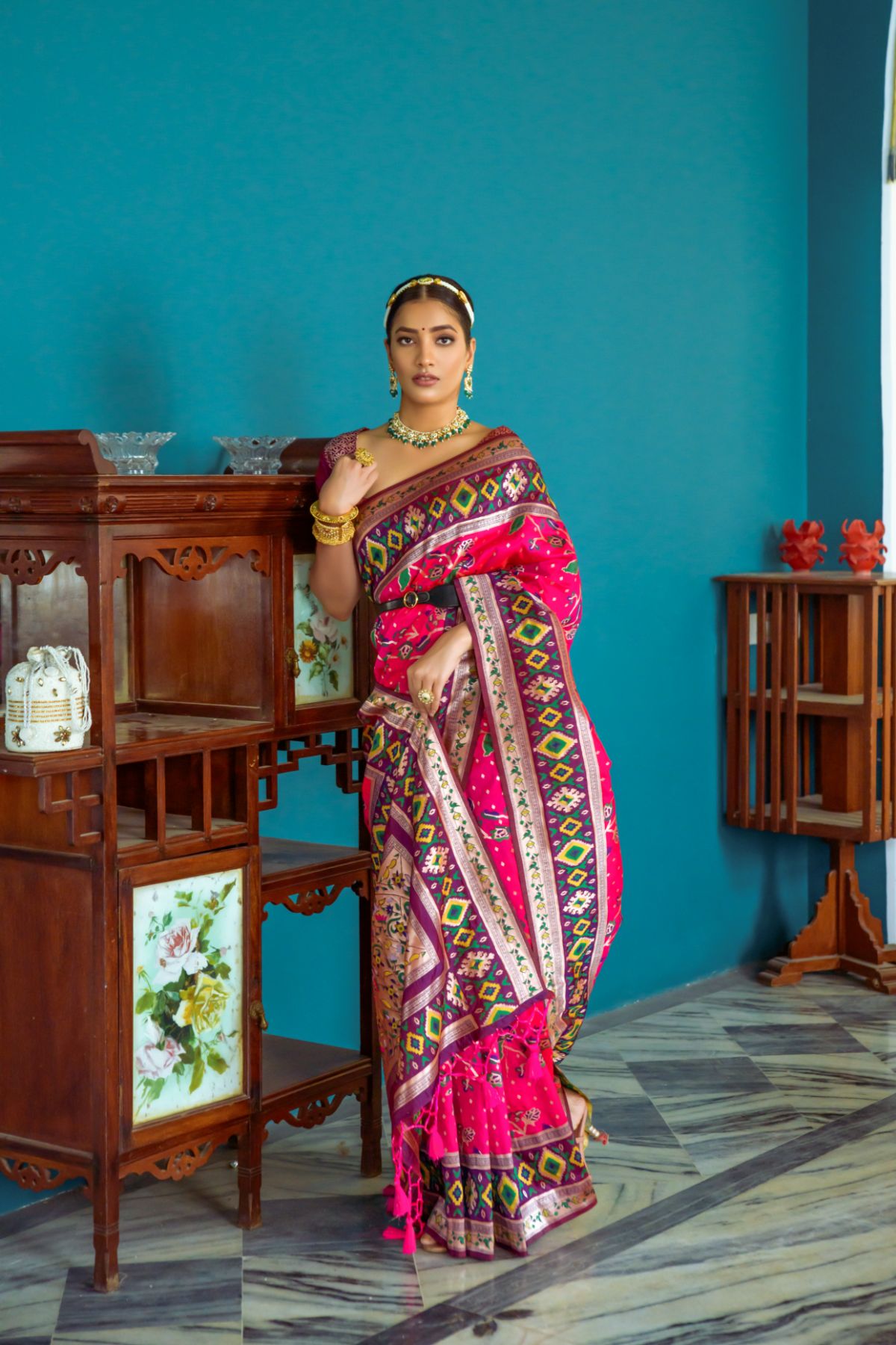 MySilkLove Barbie Pink Patola Fusion Paithani Silk Saree