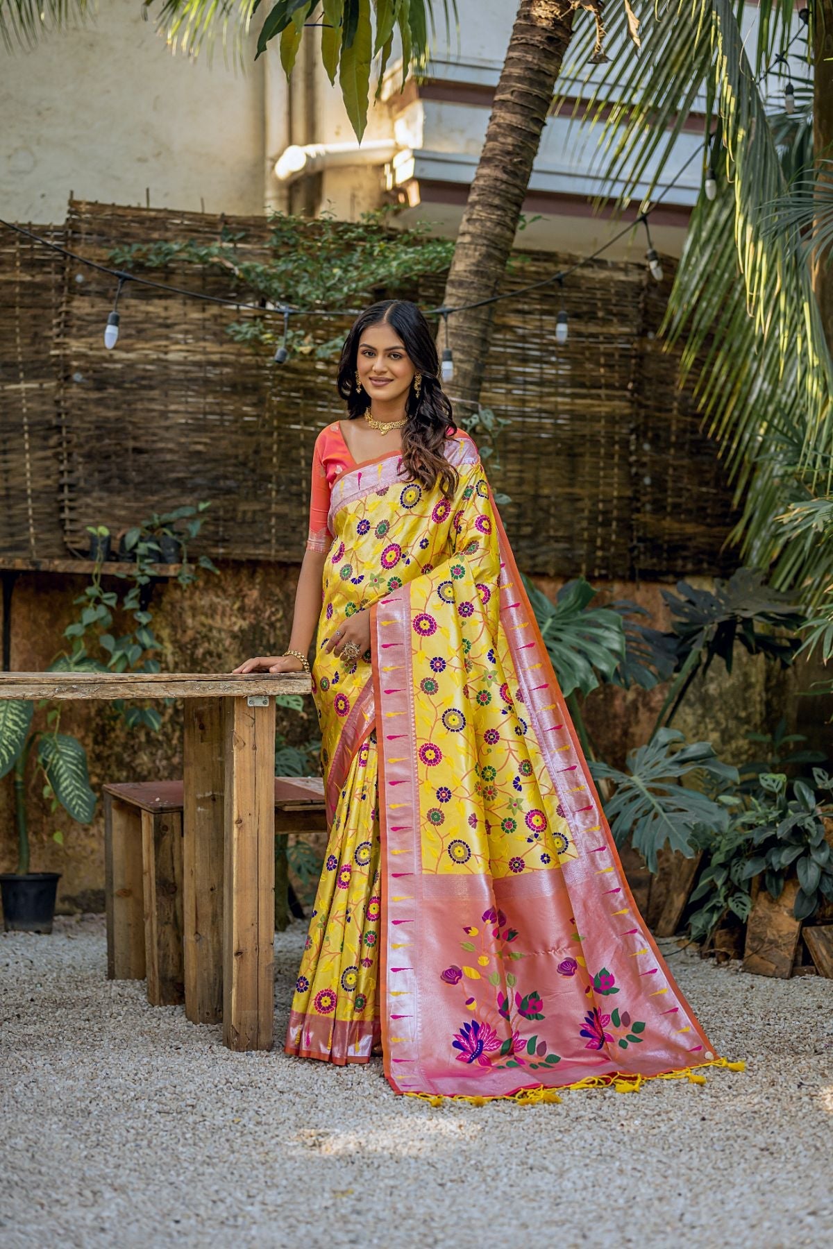 Buy MySilkLove Tuscan Sun Yellow Woven Paithani Saree Online