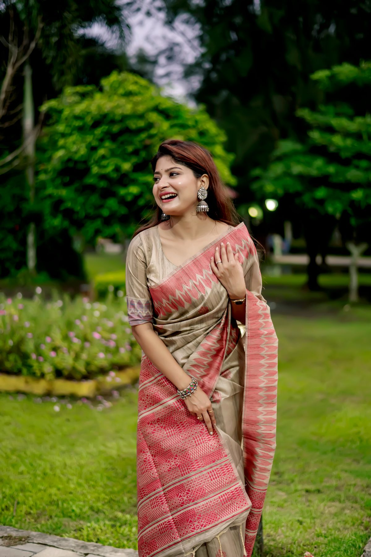 Buy MySilkLove Princess Perfume Pink Tussar Silk Saree Online
