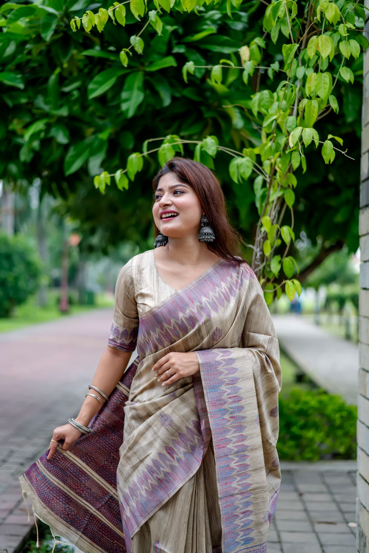 Buy MySilkLove Bubble Gum Purple Tussar Silk Saree Online