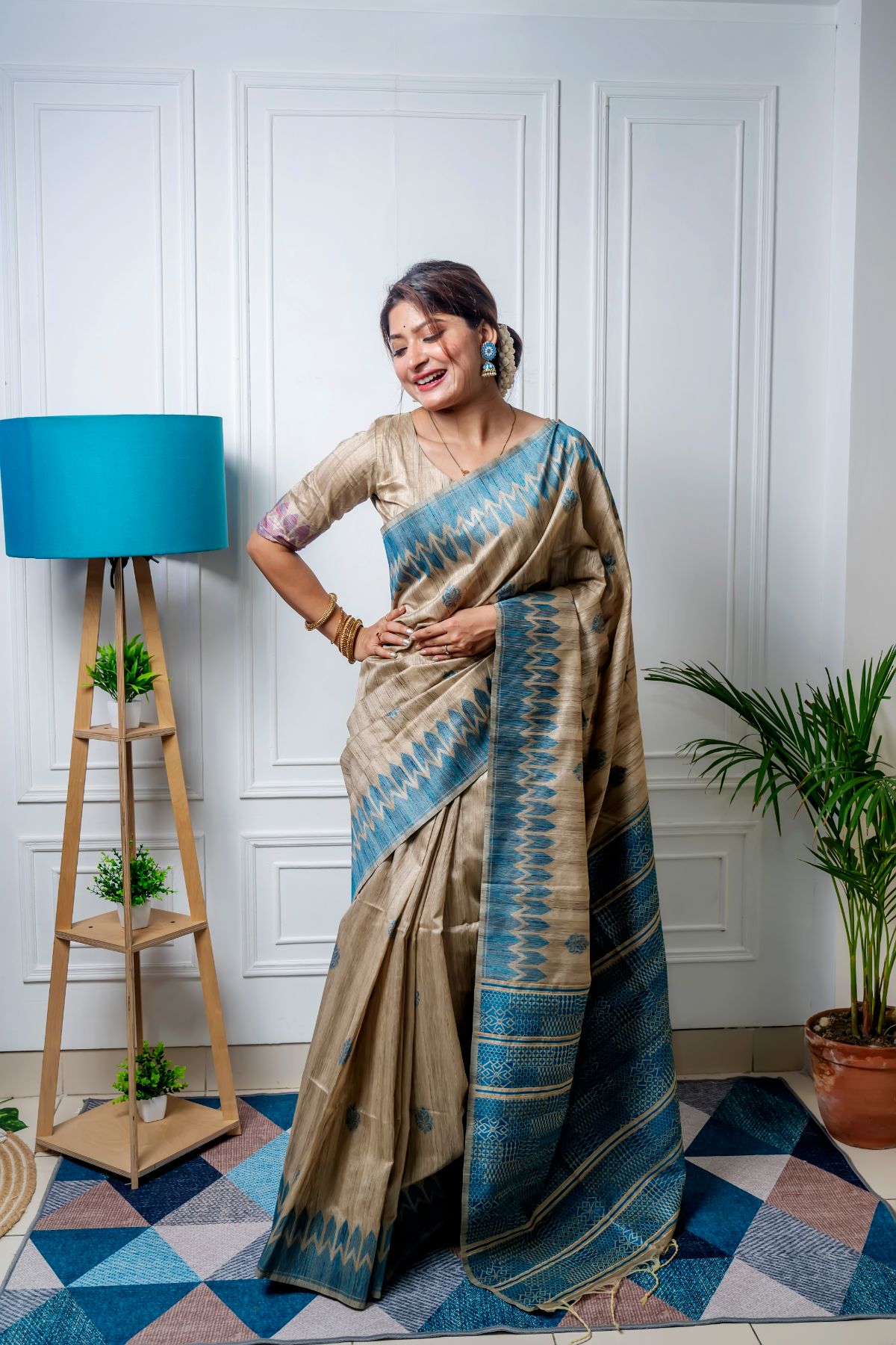 Buy MySilkLove Sinbad Blue Tussar Silk Saree Online